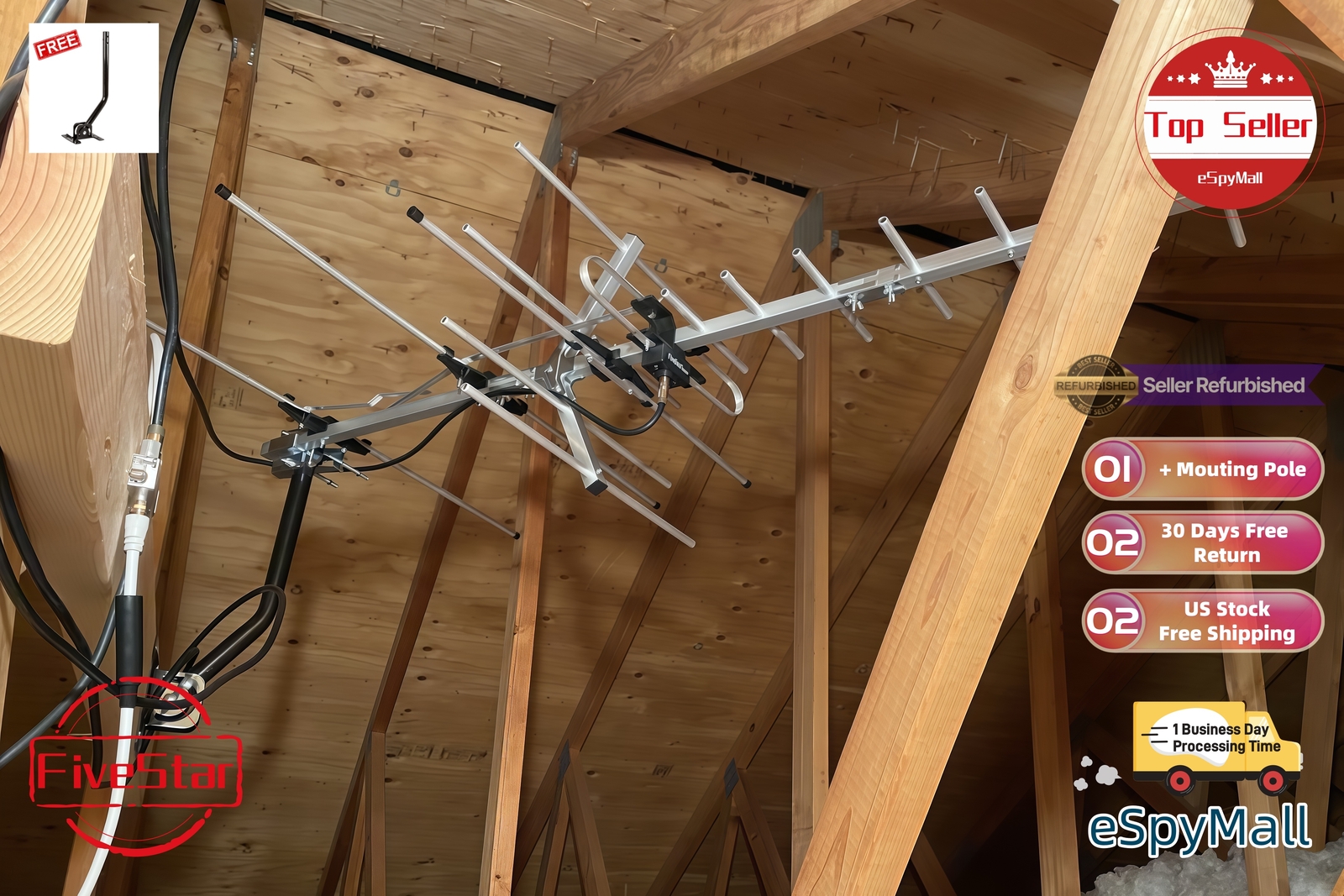 Heavy Duty Yagi Outdoor TV Antenna 300 Mile for All-Weather Performance