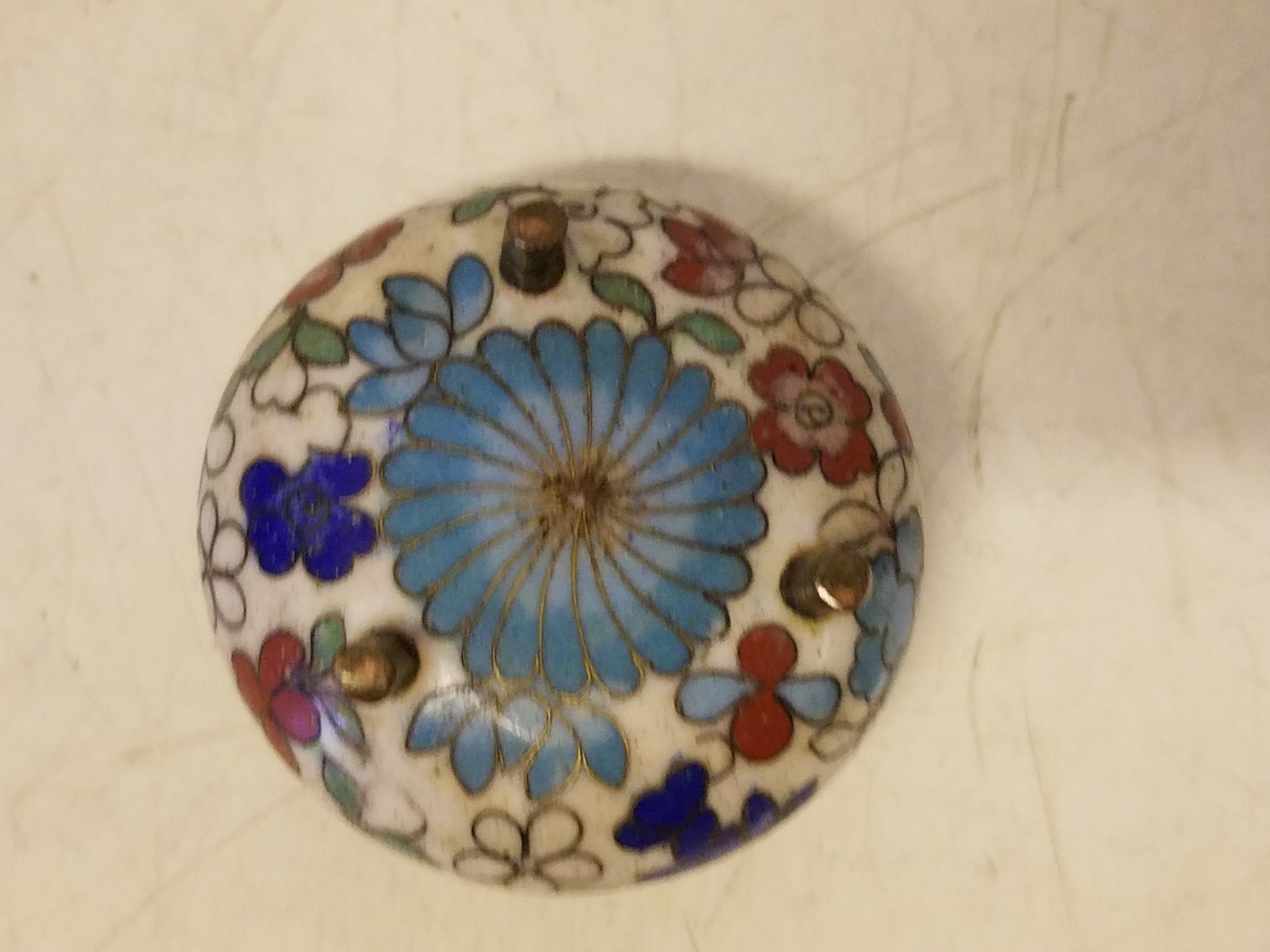 Antique Chinese Cloisonne Miniature Floral Decorated Incense Burner Censer