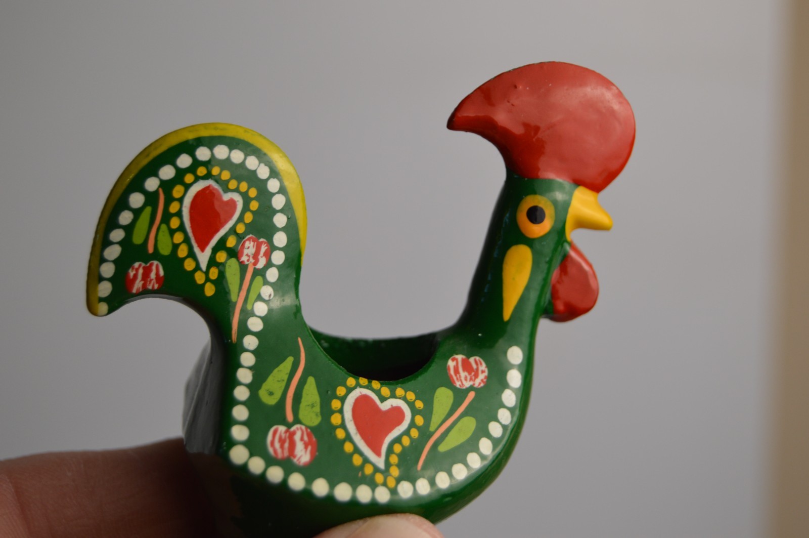 Portuguese Galo Barcelos Metal Rooster Planter Good Luck Souvenir 3.5" Portugal