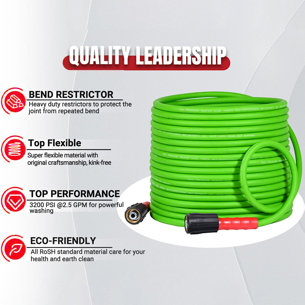 YAMATIC 3200 PSI Pressure Washer Hose 1/4" M22-14/15mm Flexible Pressure Hose