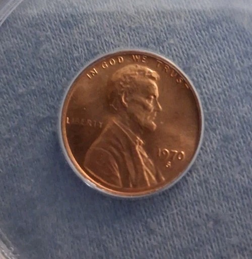 1970 S Lincoln Cent Mint Error FS-1401 MS 65 RED SMALL DATE..