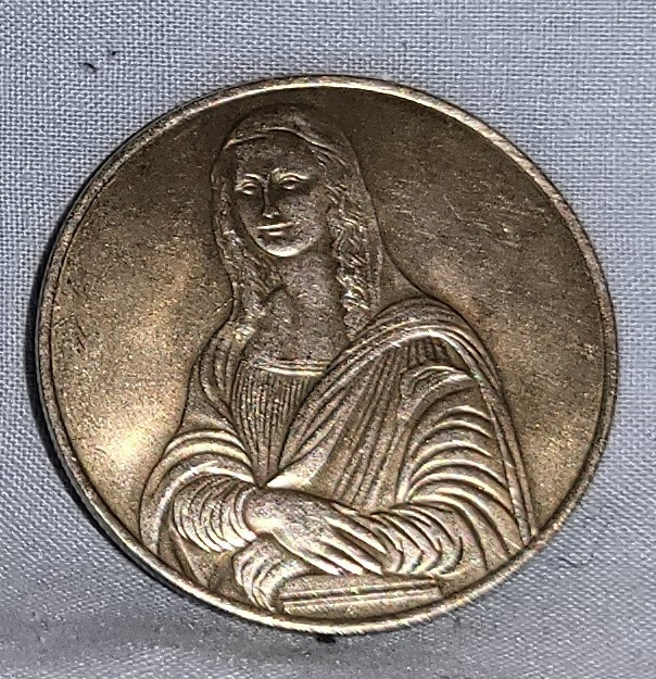 Mona Lisa Silver Coin Leonardo da Vinci Nude Woman Naked Old Louvre Paris Italy