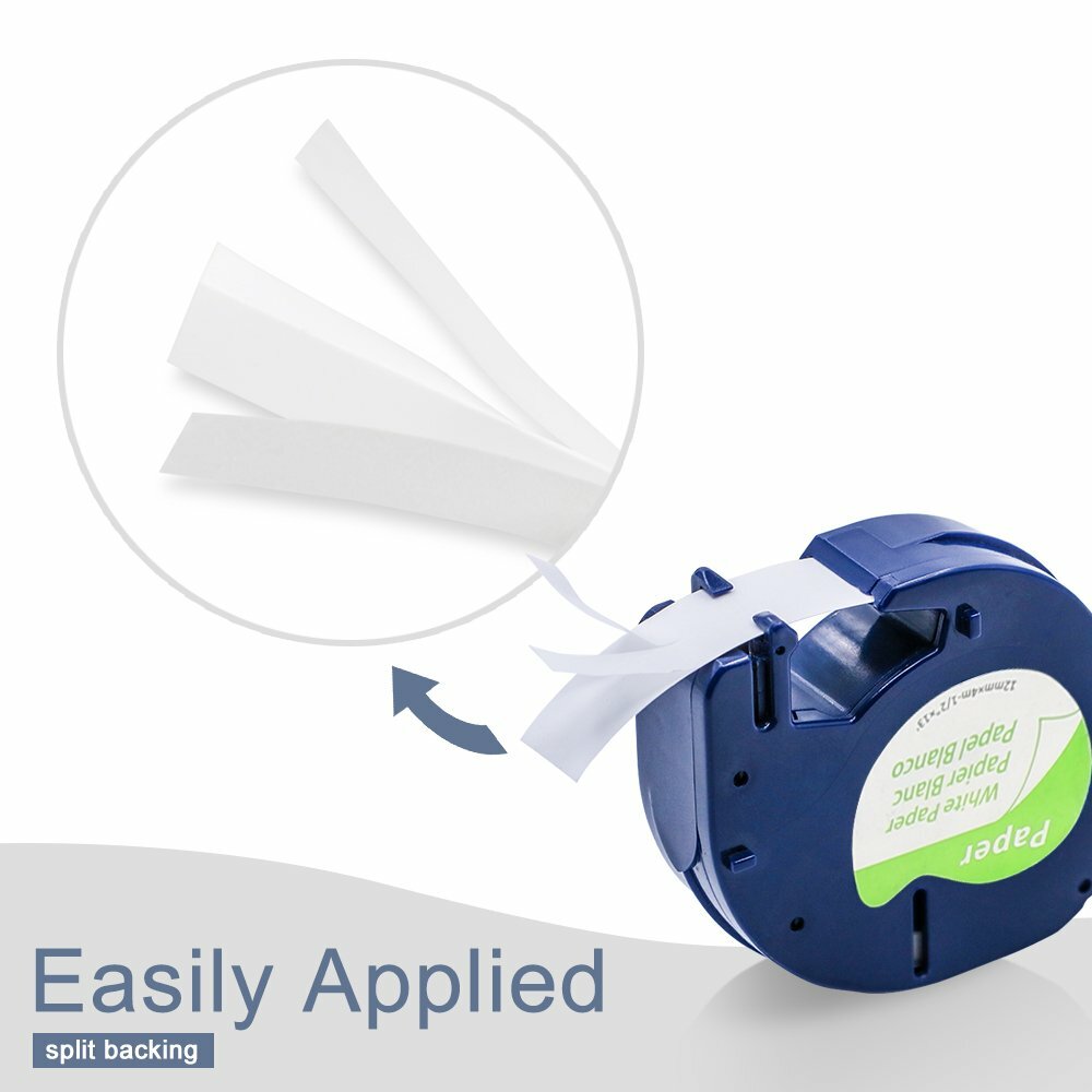 10PK DYMO LetraTag Tape Refills 91330 12mm Compatible for LT-100H White Paper