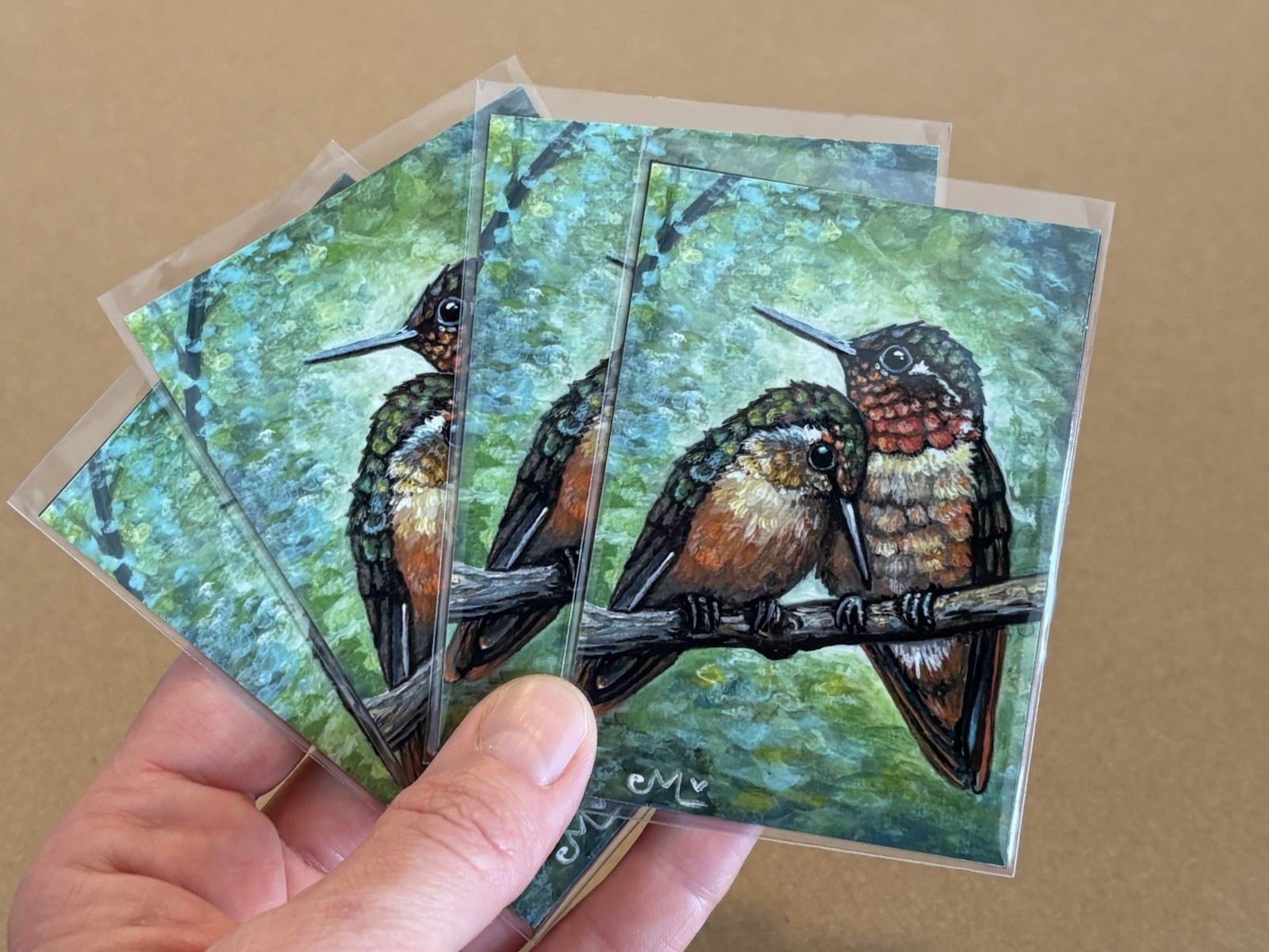 Limited Edition Hummingbird ATC ACEO Art Magnet | Hand Painted Mini Bird Art