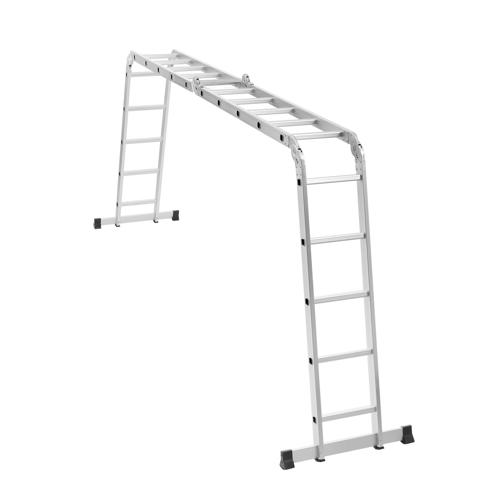 Multi-Purpose Folding Ladder 7-in-1 5 Step 19ft Reach Height Metal
