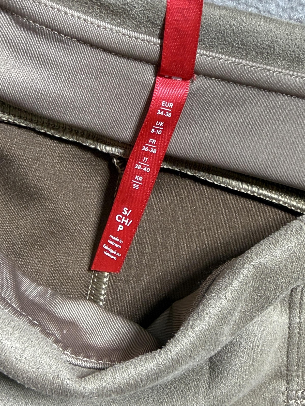 Spanx Pants Womens Small Tan Faux Suede Leggings Pull On High Rise Shaping