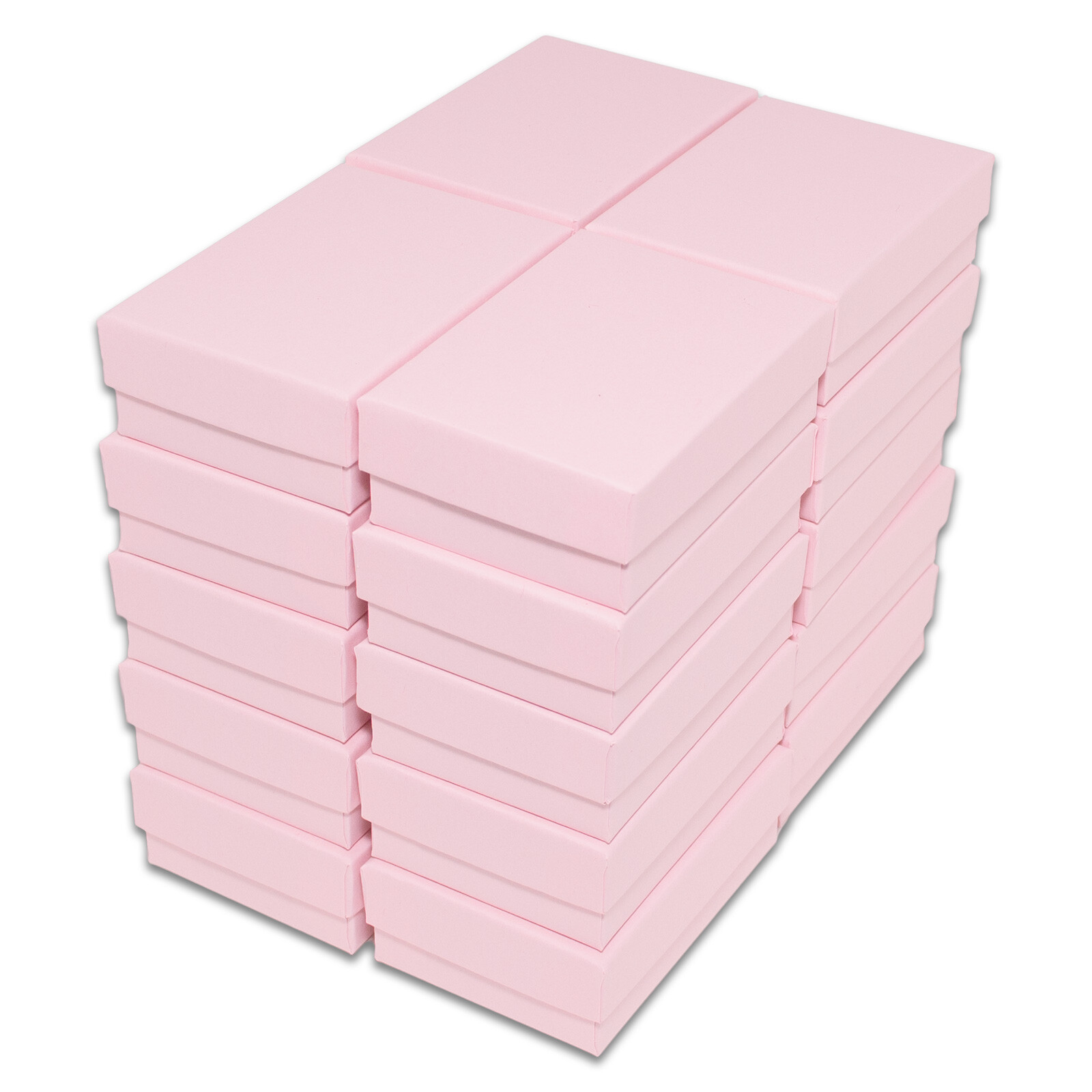 TheDisplayGuys 100-Pk Cotton Filled Cardboard Paper Jewelry Box Gift Case - Pink