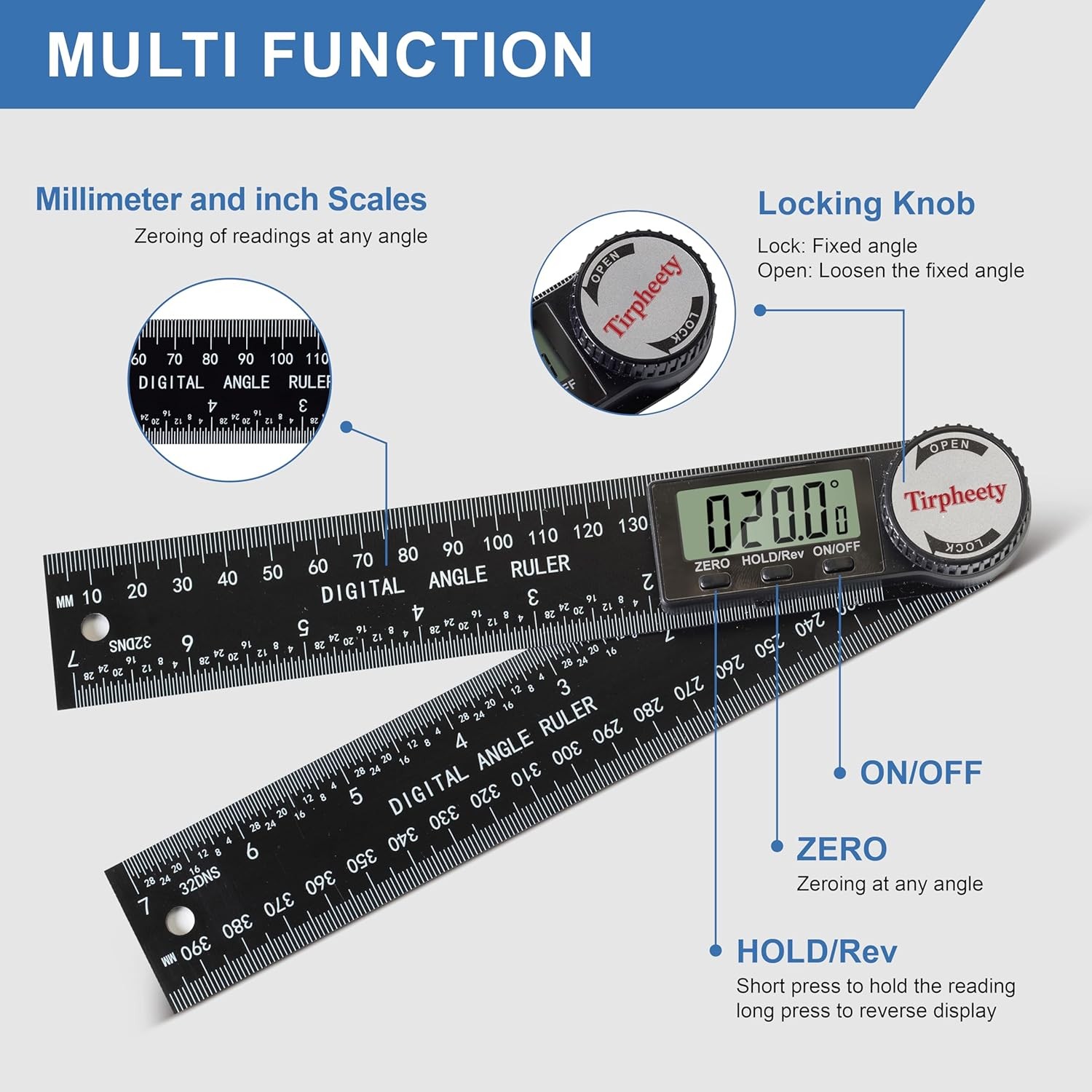 Digital Angle Finder Protractor, 3rd Generation Quick Display Angle Gauge Ruler,