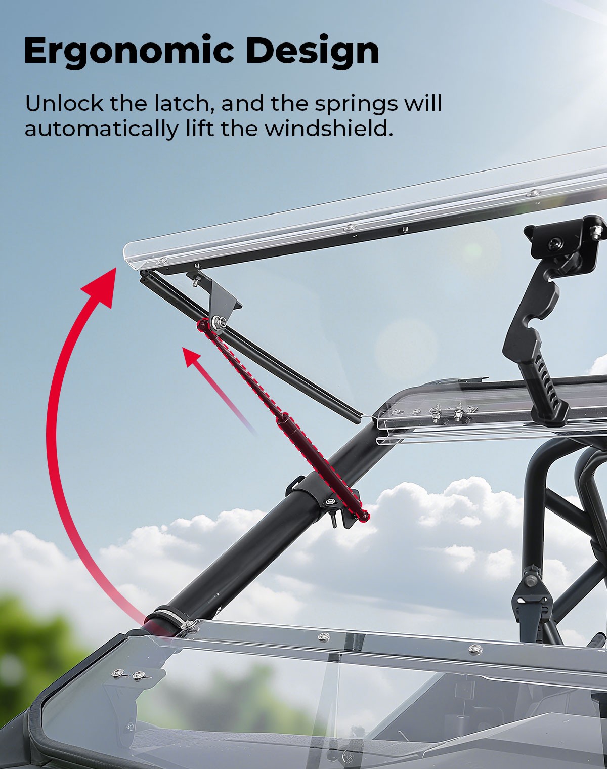 3-IN-1 Flip Up Folding Windshield Vent For 2025-26 Polaris RZR PRO XP/4 PRO S/4