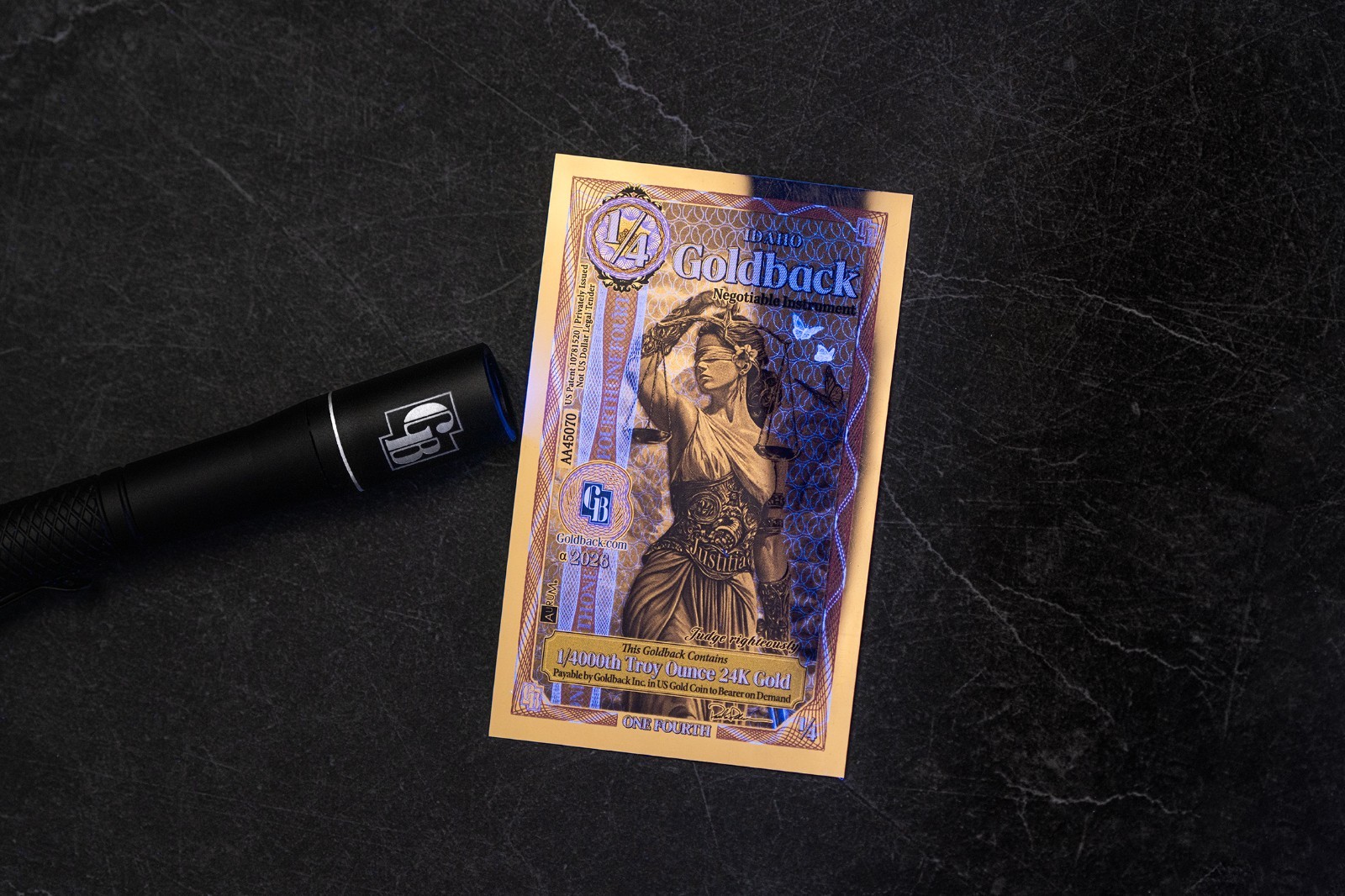 50X - 1/4 IDAHO Goldback Aurum Gold Foil Note 1/4000 oz 24kt .999 Fine PRESALE