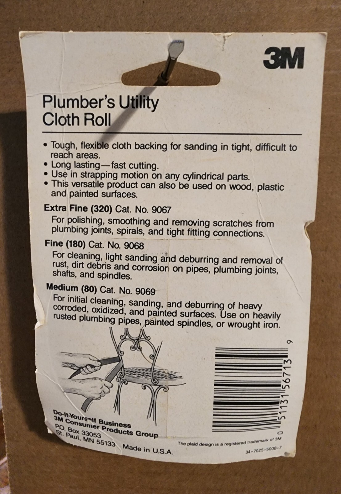 3M Plumber's Utility Cloth Heavy Duty Sanding roll Extra Fine (320) 1in x 10ft