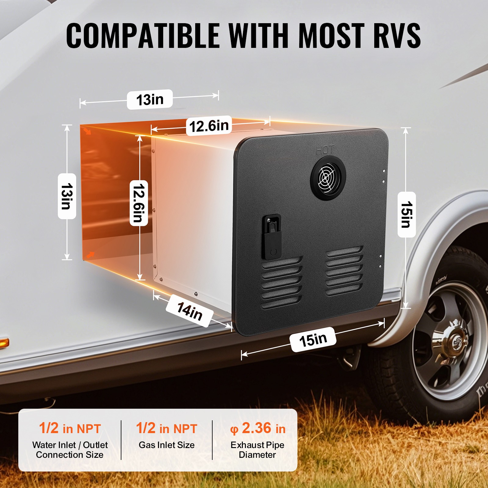 Uimoso RV Tankless Water Heater 15x15 in Propane Gas 42000BTU with Controller