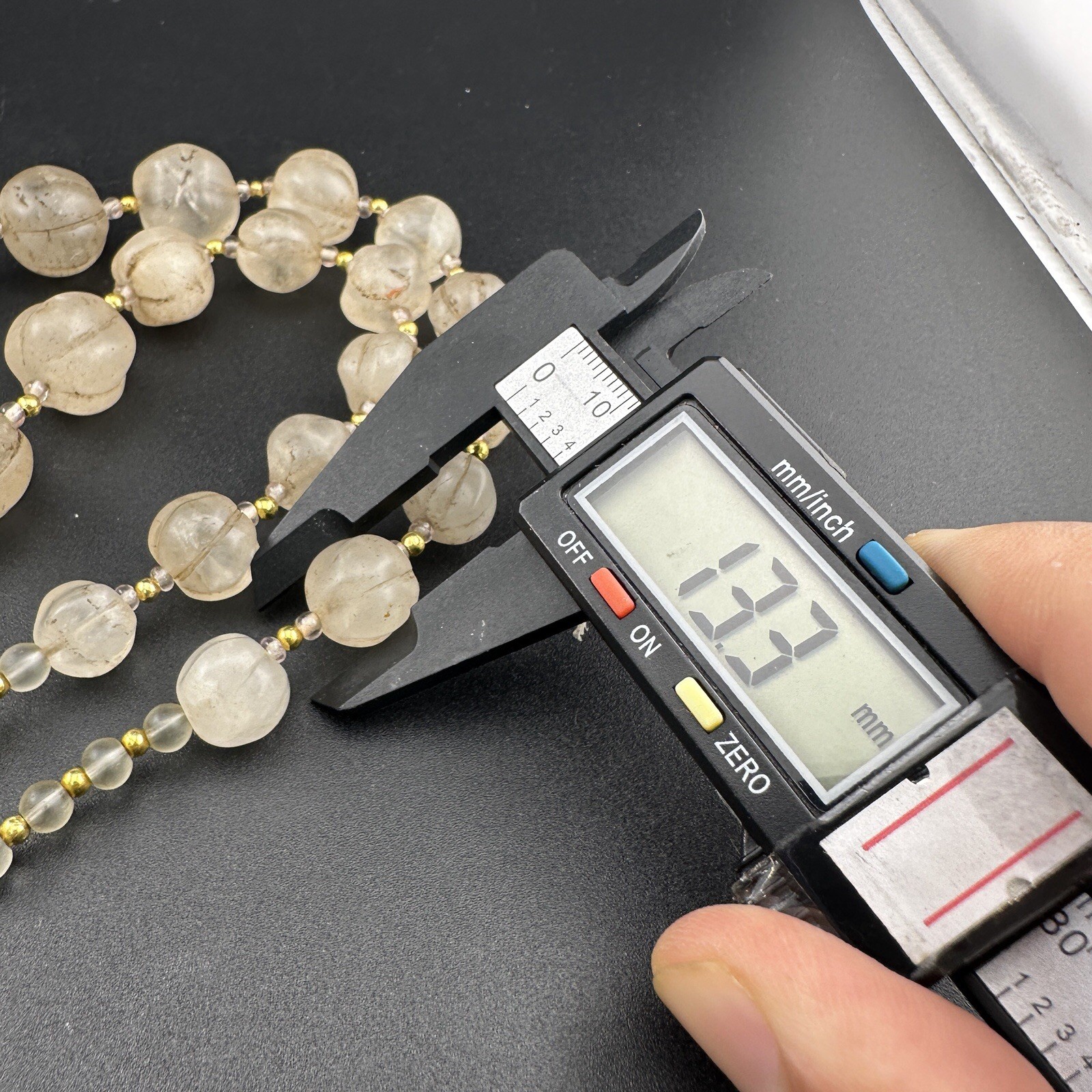 Old Himalayan Regions Crystals ￼ Beads Carving Gold Plated Beads Necklace Rare