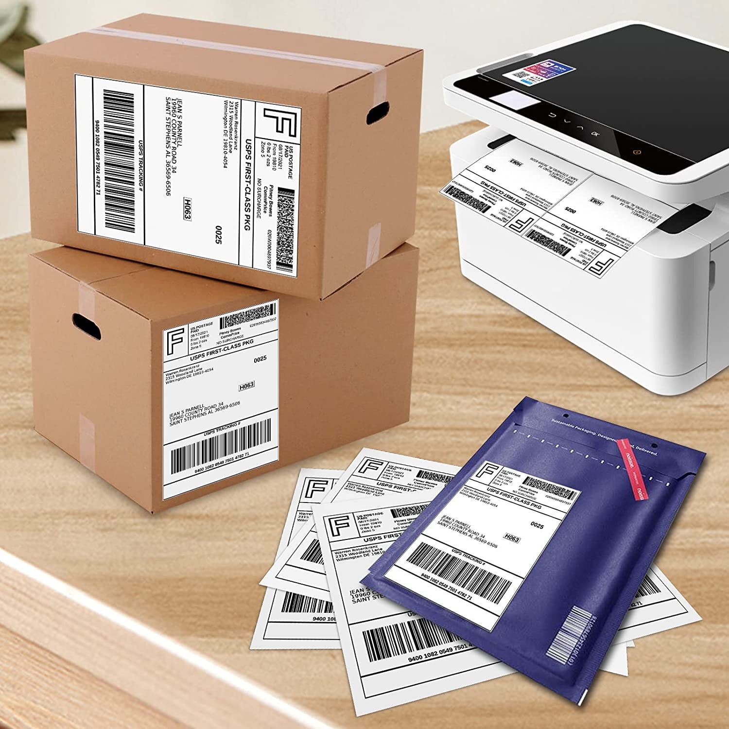 50-1000 Premium 8.5" X 5.5" Half Sheet Self Adhesive Shipping Labels 2 Per Sheet