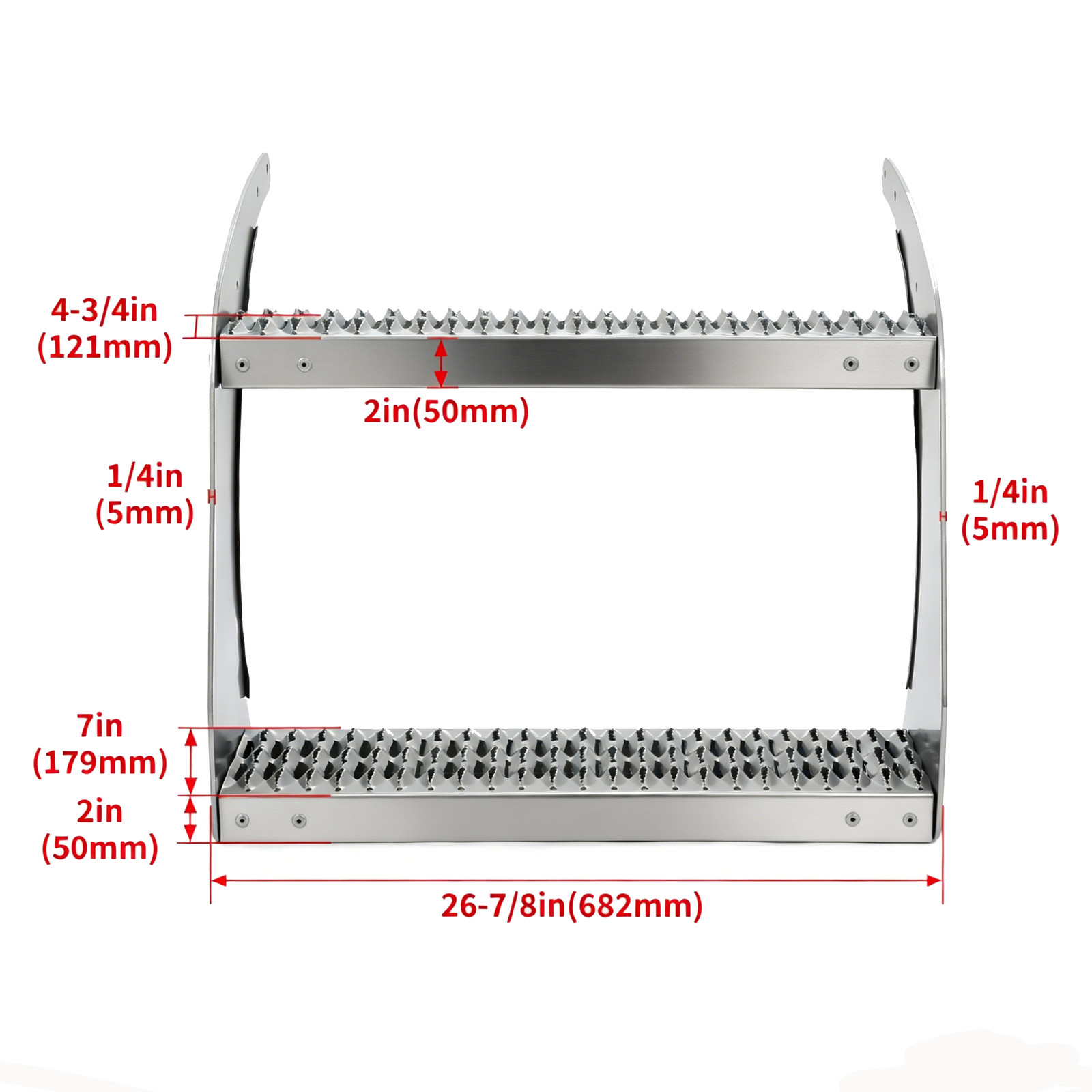 Top & Bottom 26" Fuel Tank Step w/ Bracket Aluminum For Peterbilt 579 All Models