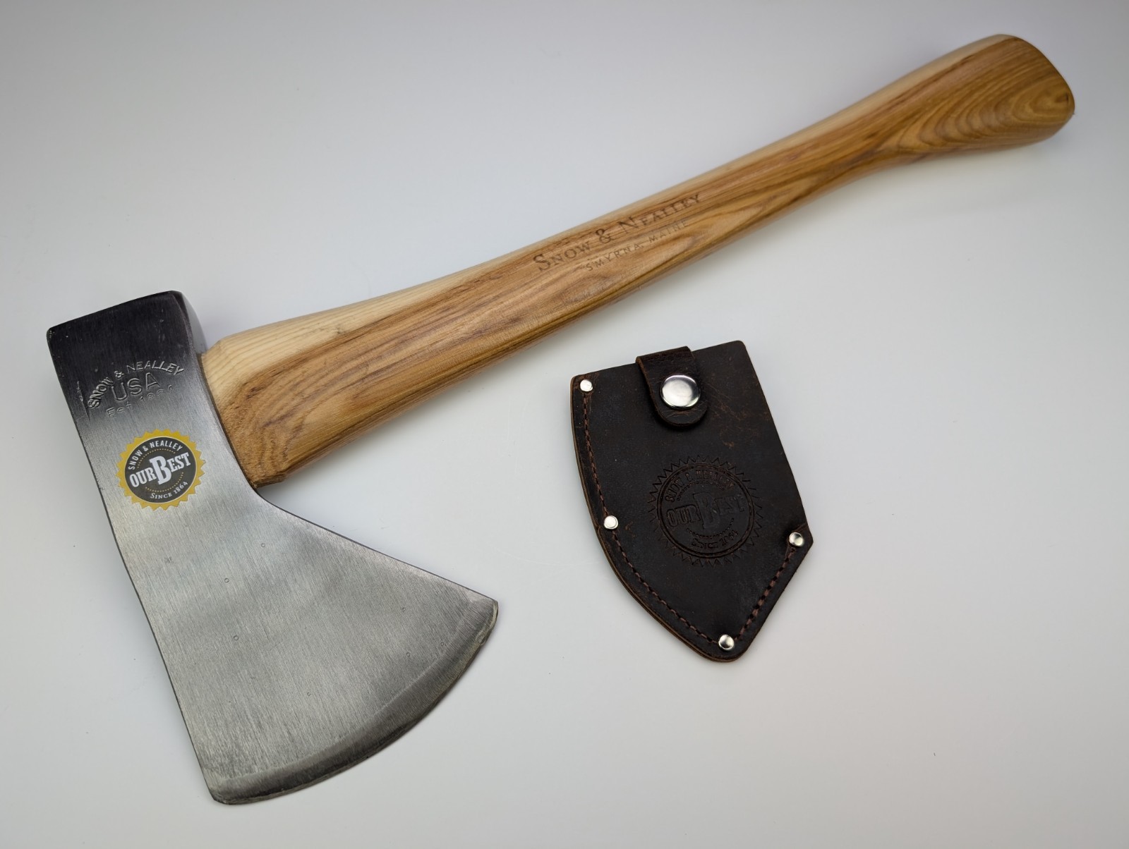Snow & Nealley Outdoorsmans Belt Axe 5.25" Carbon Steel Head Hickory Handle USA