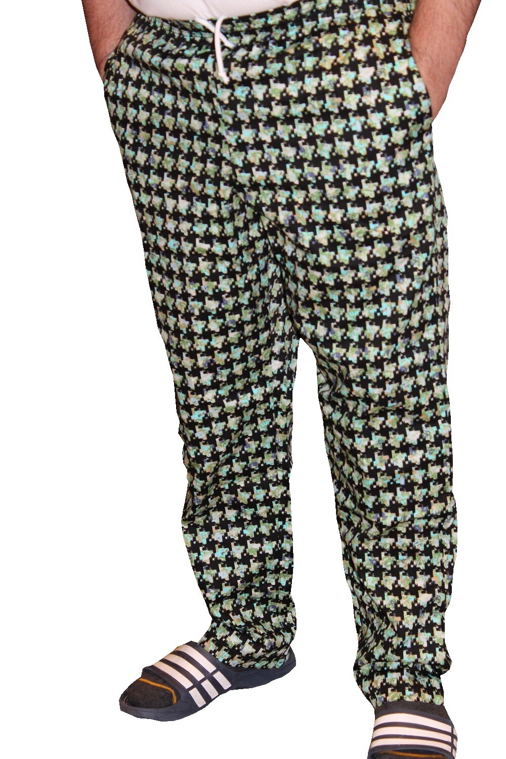 Chefwear Men's Ultimate Baggy Chef Pant  100% Cotton BLUE ABSTRACT HOUNDSTOOTH