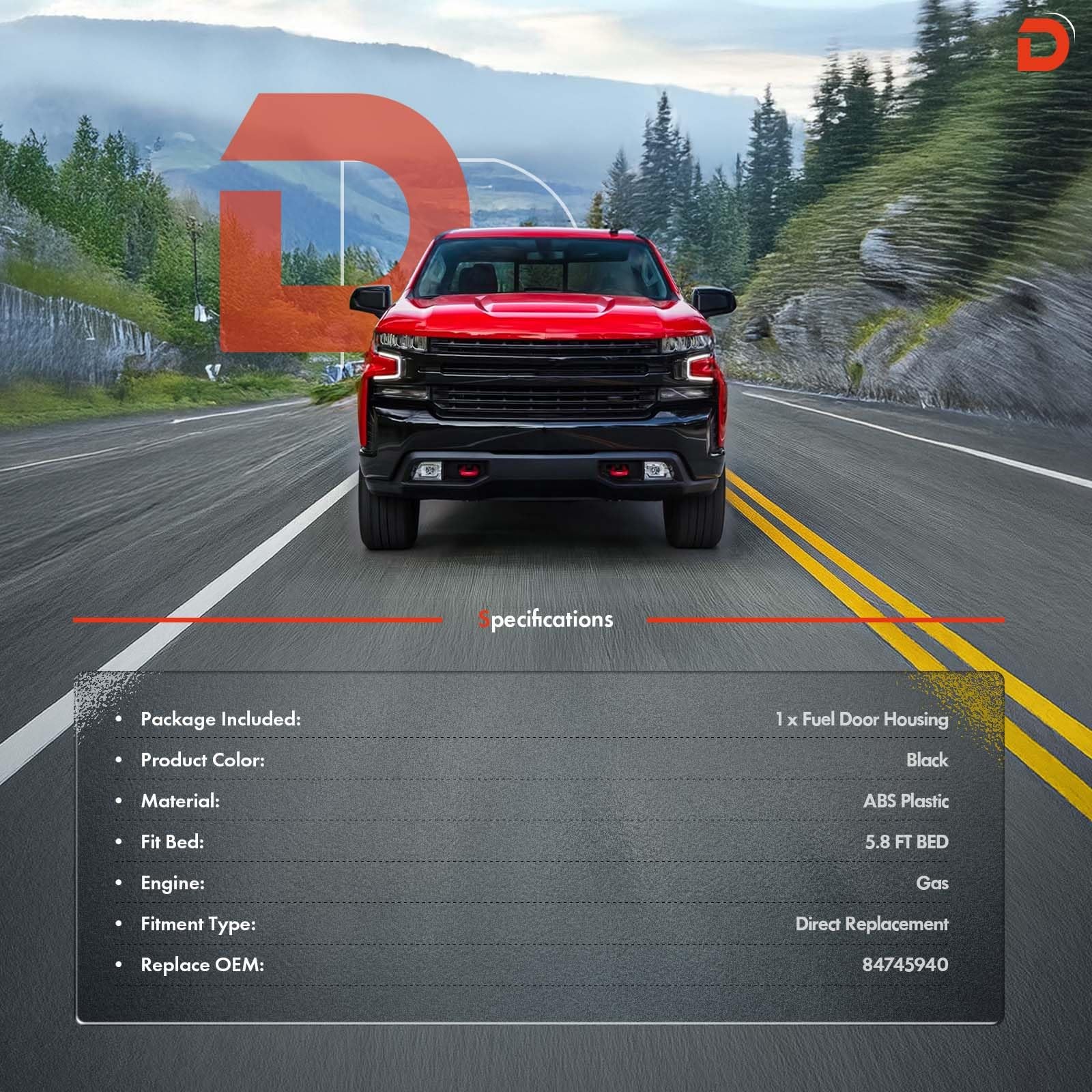 Fuel Tank Filler Pipe for Chevy Silverado 1500 2019-2025 Gas Cap Assembly