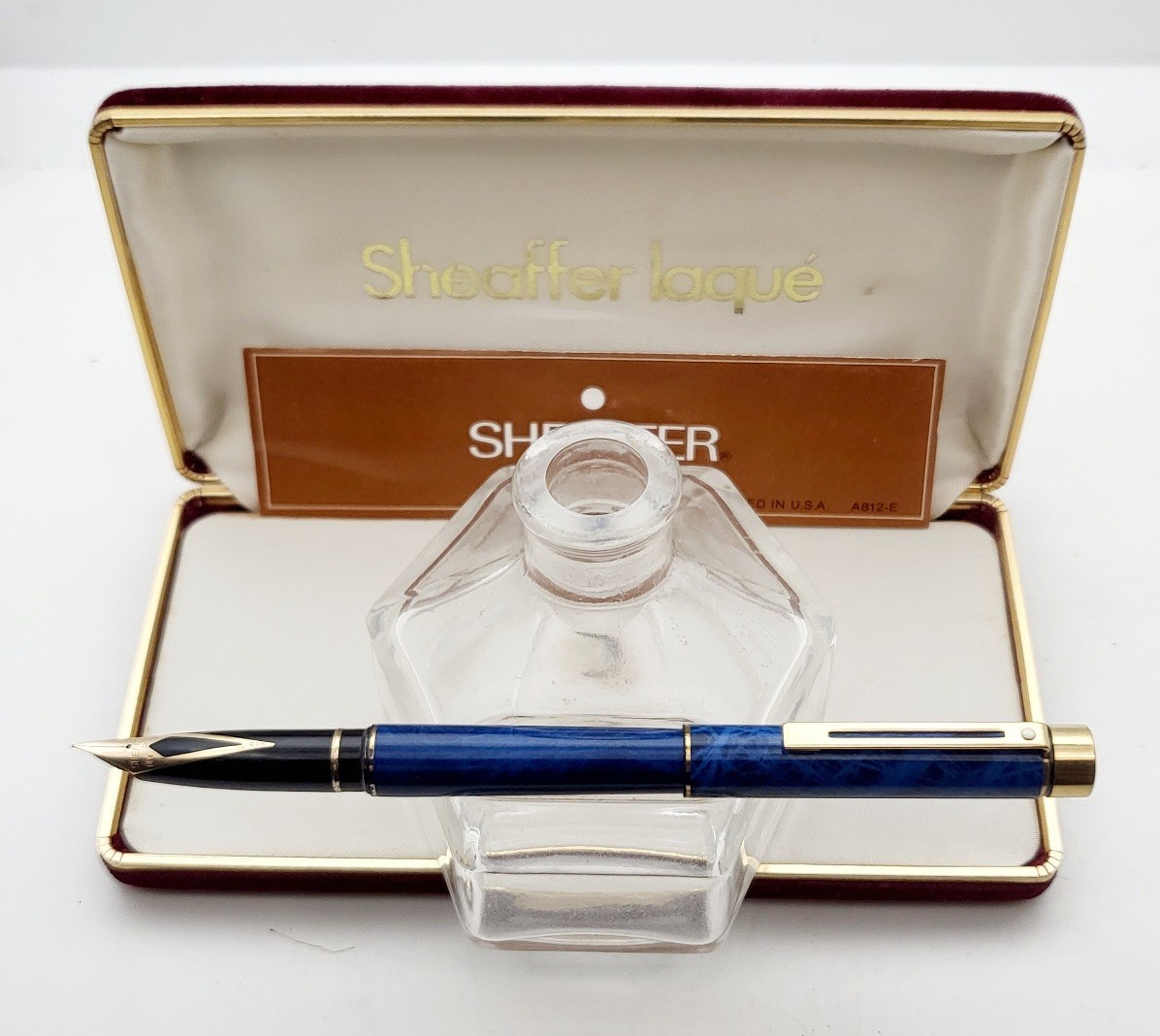 SHEAFFER TARGA 1036 BLUE RONCE -FOUNTAIN PEN-14K GOLD NIB-70's-NEW-BOX and PAPER