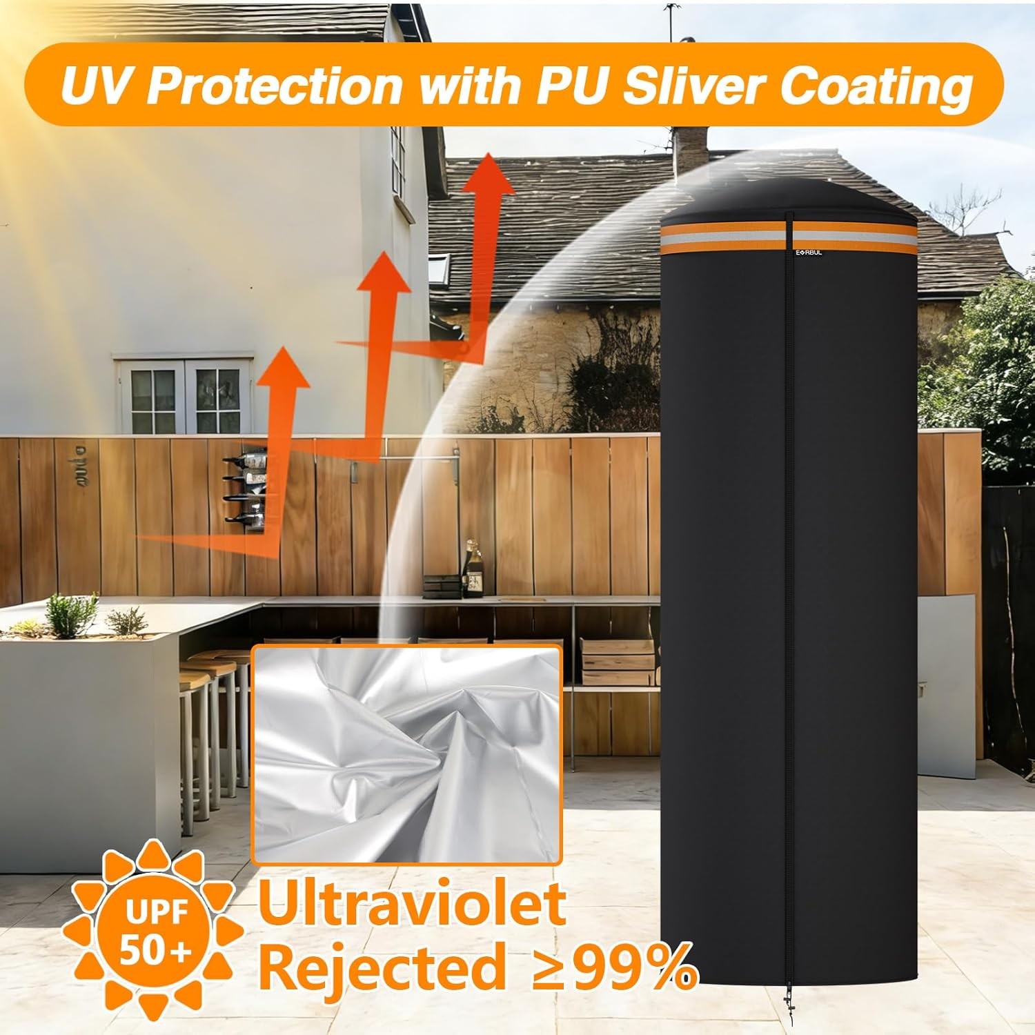 1x Full-Length Outdoor Patio Heater Cover for Spiral Flame LPG Patio Heaters
