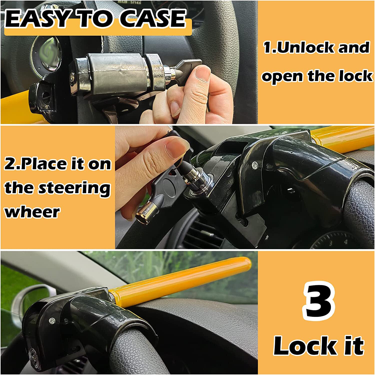 Steering Wheel Lock Anti-Theft Security System Car Truck SUV Auto Lock Universal