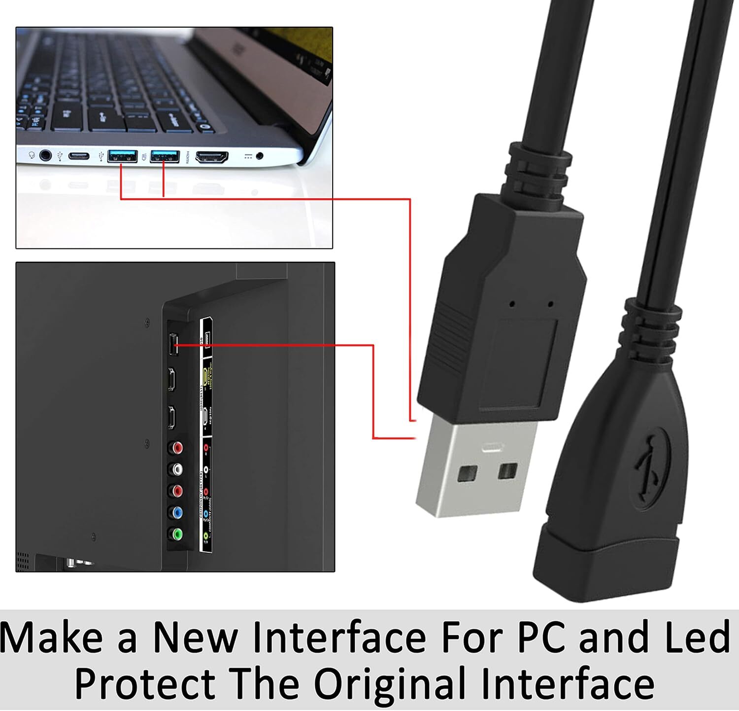 High-Speed USB-USB Extension Cable USB 2.0 Adapter Extender Cord Male/Female LOT