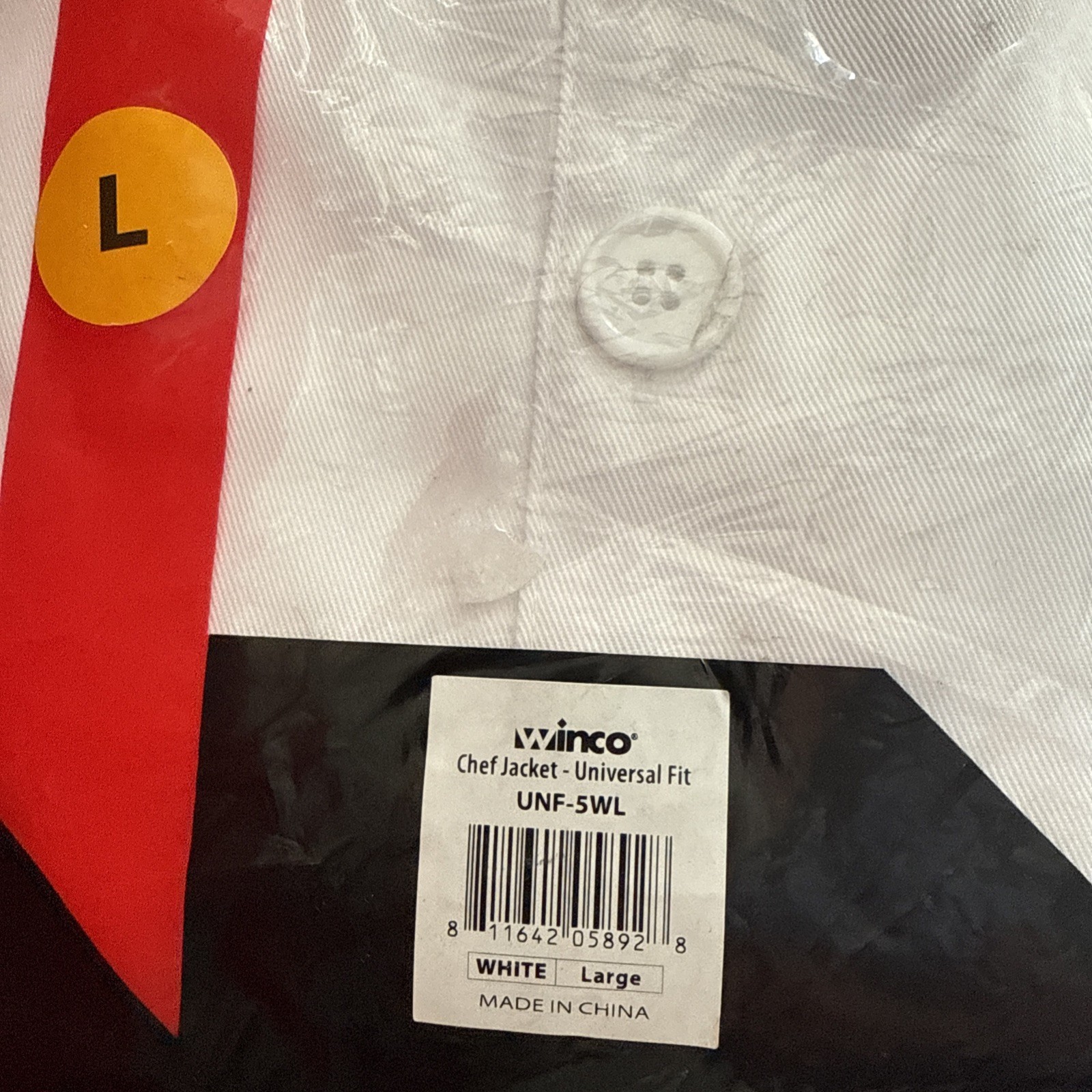 WINCO Chef Jacket White, Large