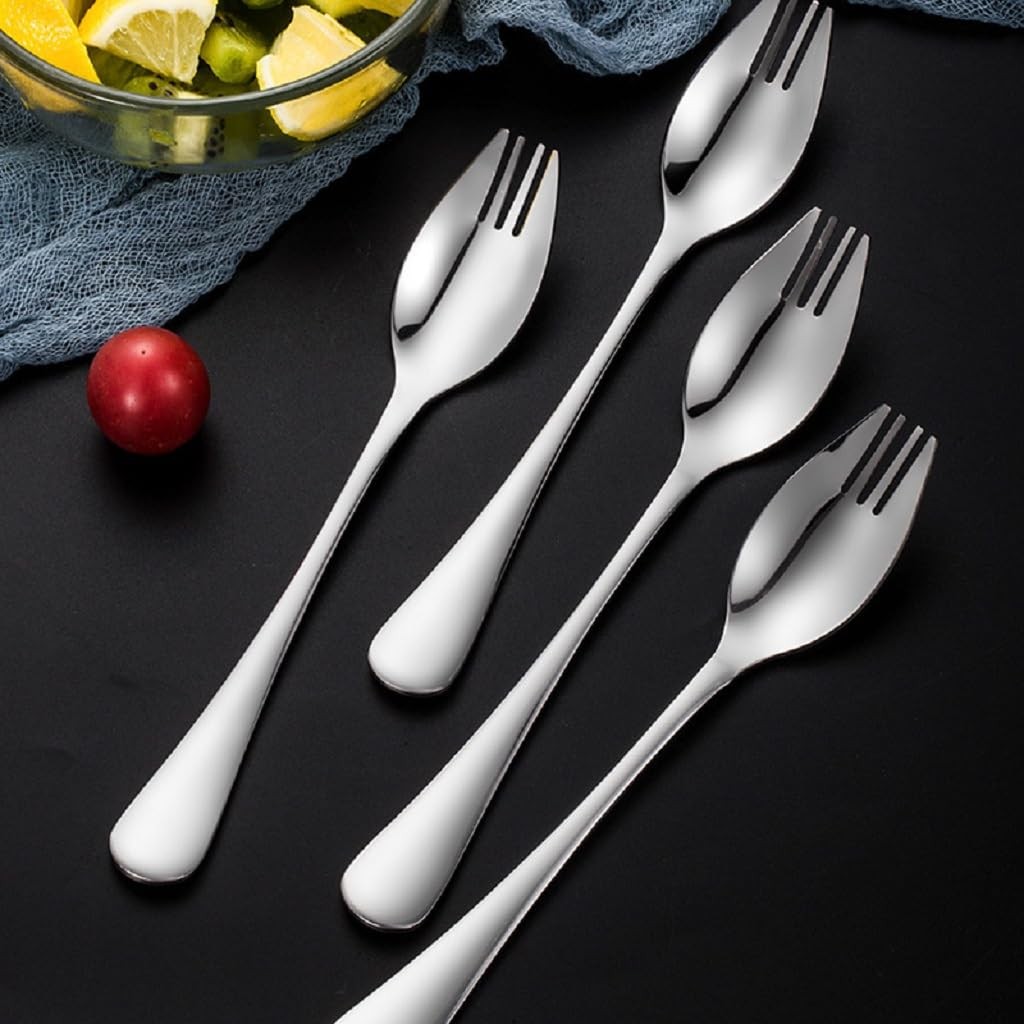 Metal Spork Reusable Sporks,4-Pack Food-Grade Stainless Steel Sporks, 7.28 Inche