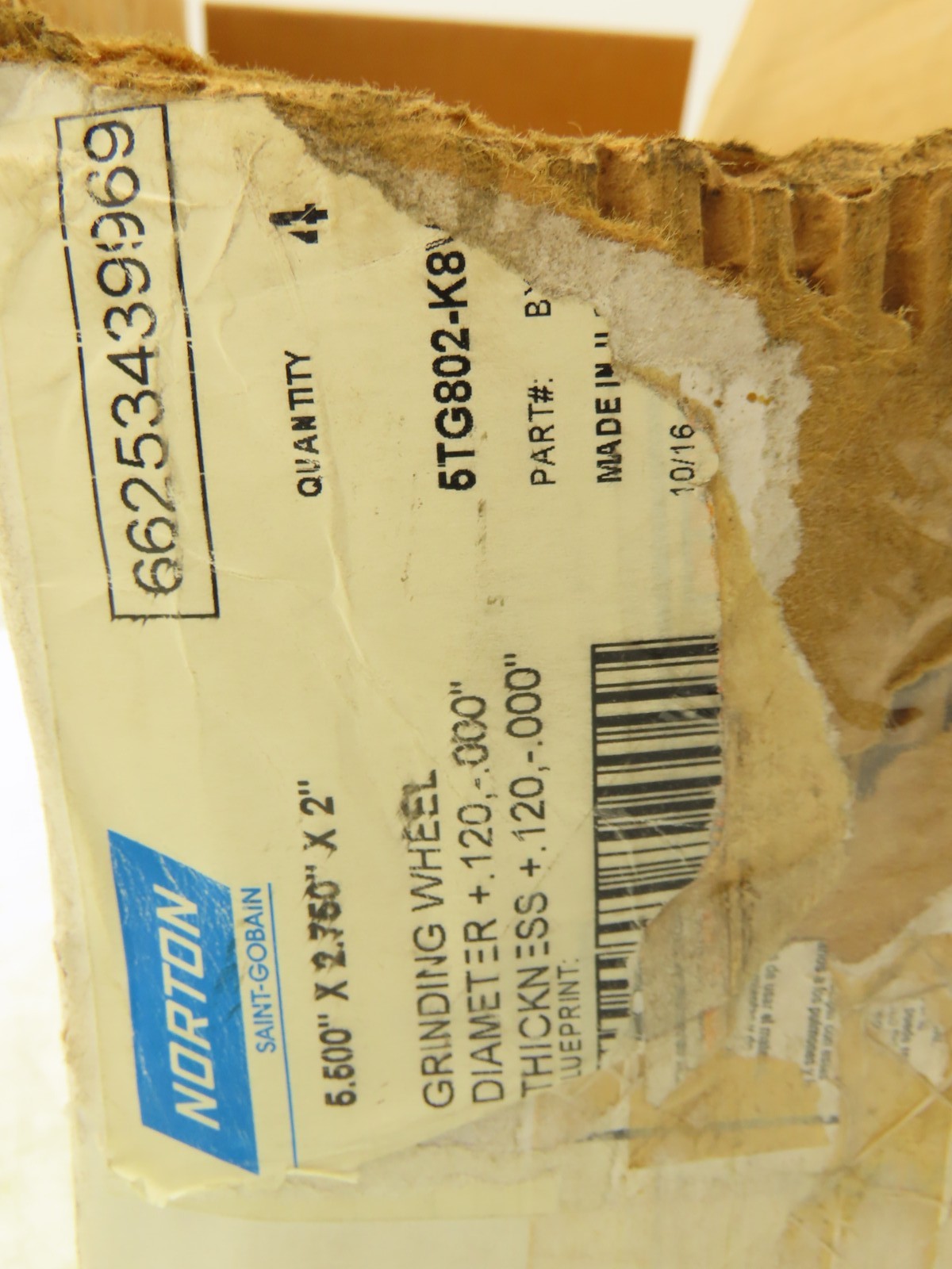 Norton BX531924 Grinding Wheel 5.5" x 2.75" x 2" Lot of 4