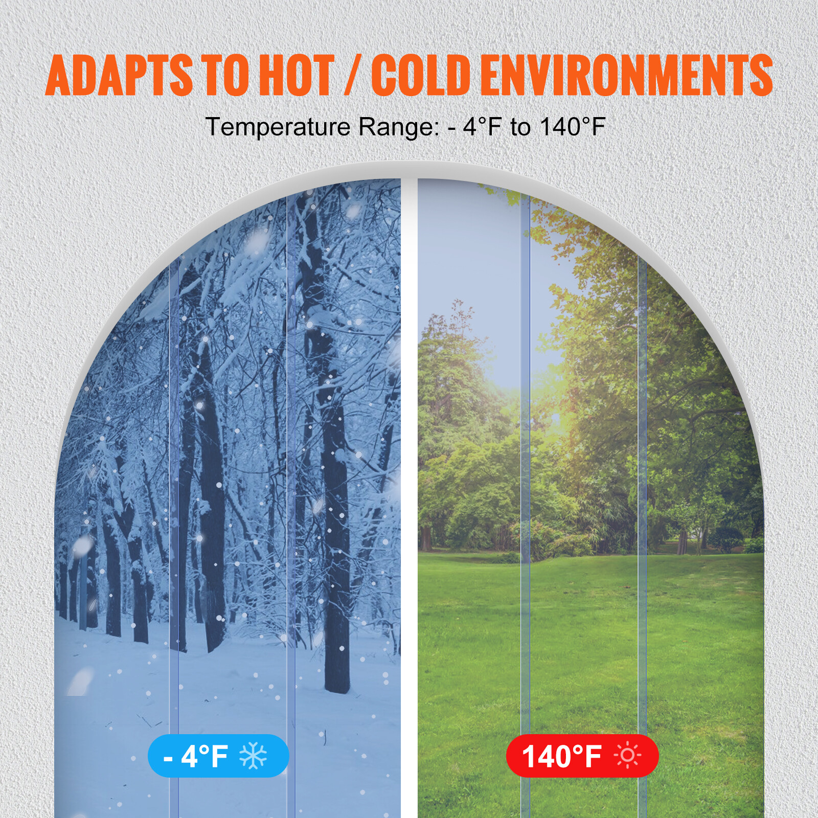 VEVOR Strip Curtain PVC Door Curtain 42" x 84" Cooler Freezer Clear Plastic