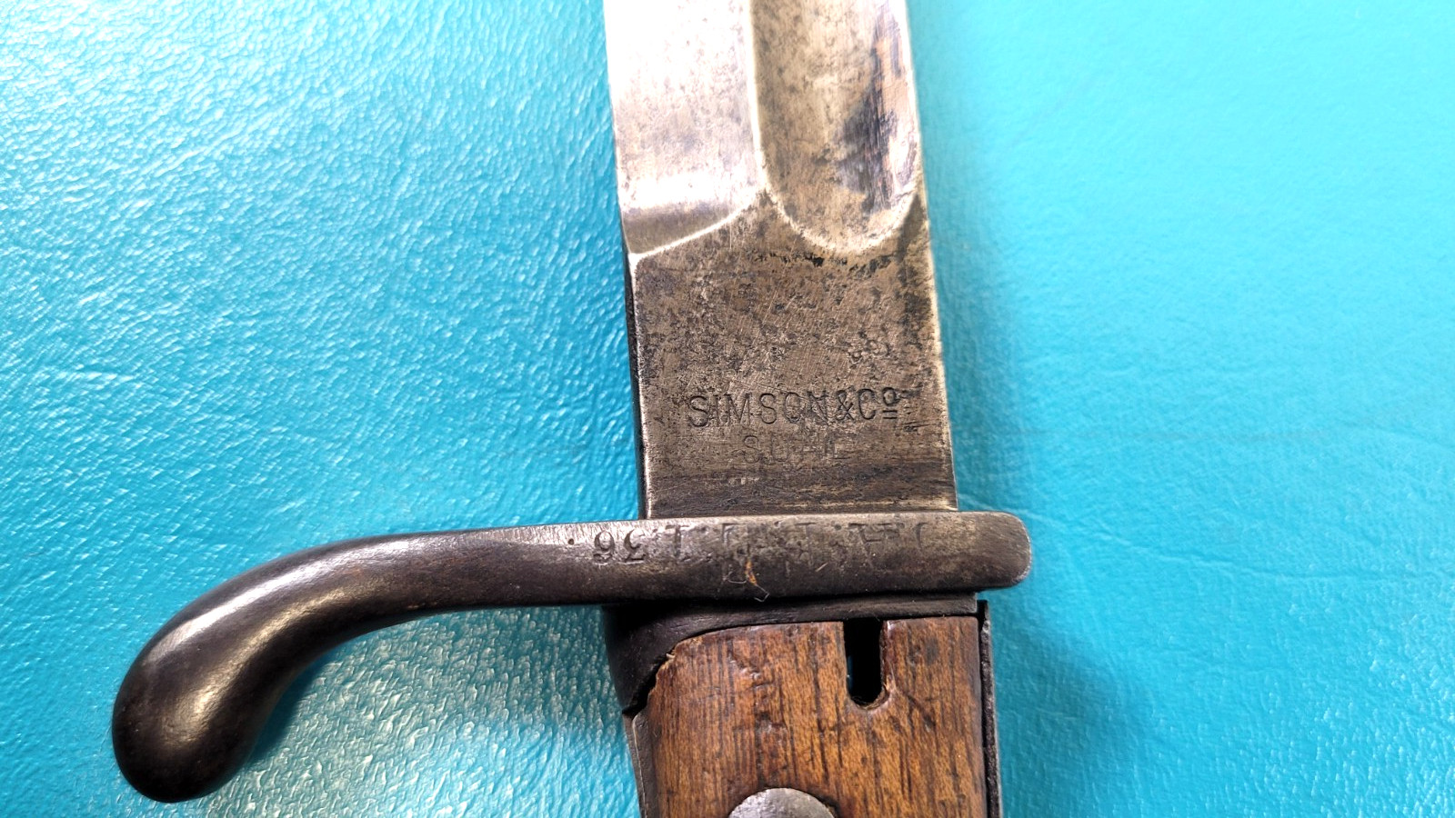 WWI German Model S98 1898 /05 Butcher Bayonet Simson J.A.F.E. 136. Marks TR745