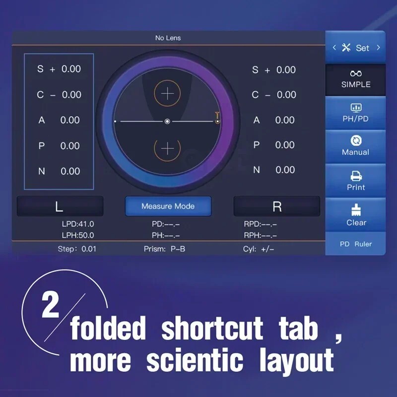 Multi-function Auto Lens Meter Touch Screen Uv Pd Printing Focimeter Lensometer