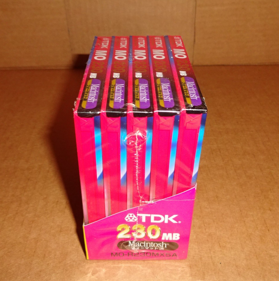 New TDK 230MB 3.5" MO Magnetic-Optical Disc - Macintosh Mac Format (5 Disks)