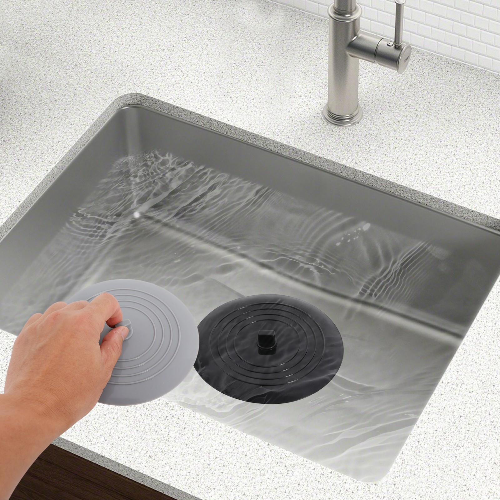 2 Pack Silicone Tub Stoppers, Bathtub Drain Stopper, Sealing Sink Plug