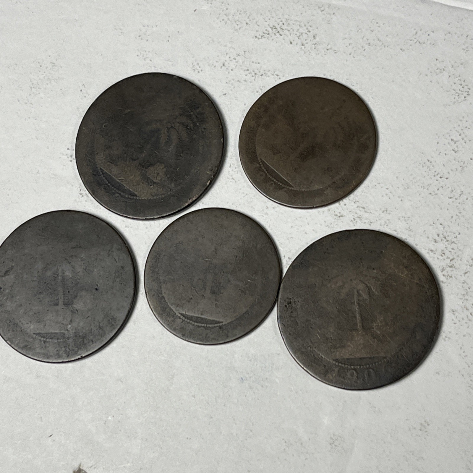 1906 LIBERIA 1 Cent Bronze Coin - Rare - Mixed Lot 1 & 1/2 Cent Coins 7 Total