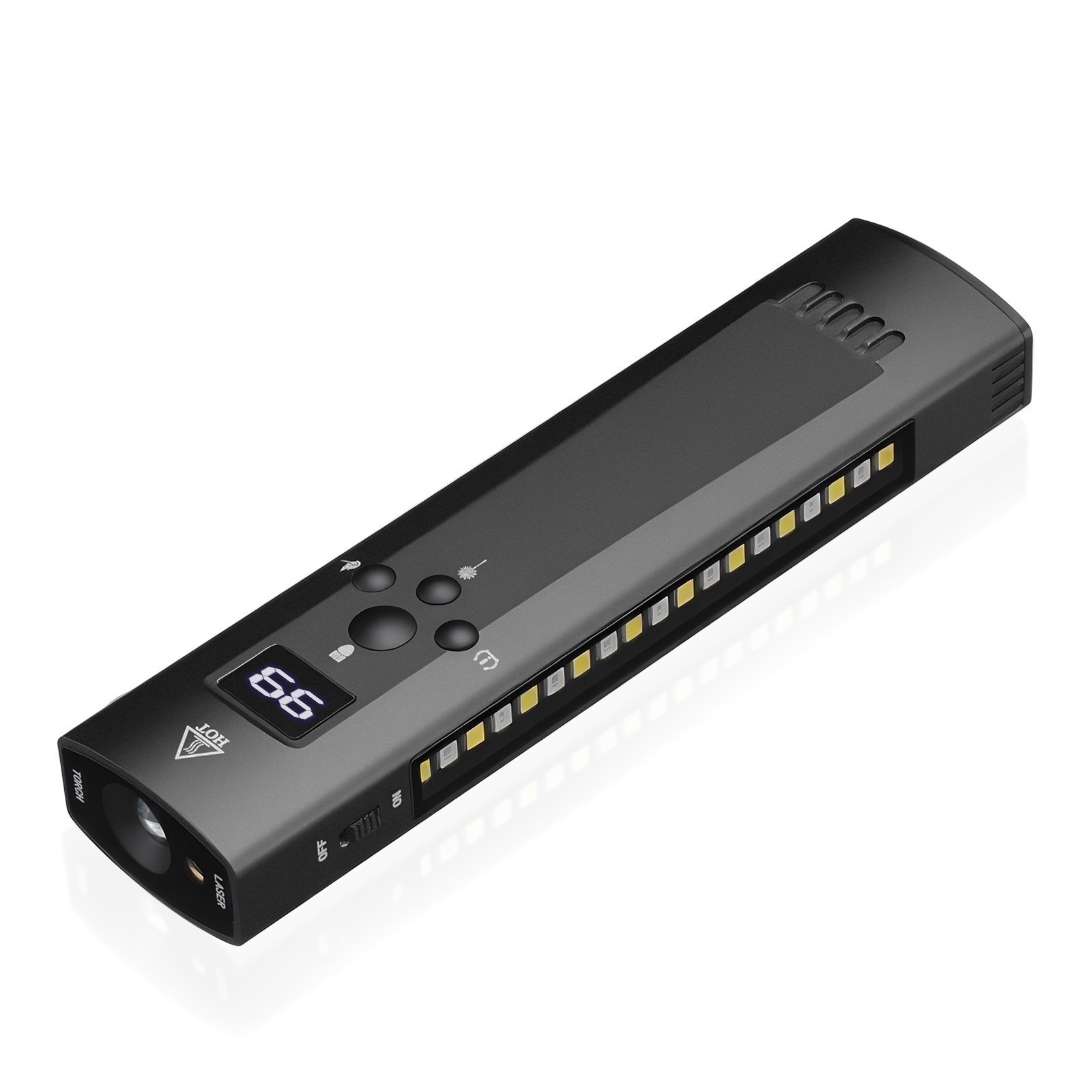 Pro Flat EDC Flashlight with LED Light, UV Light and Laser 1200 Lumens