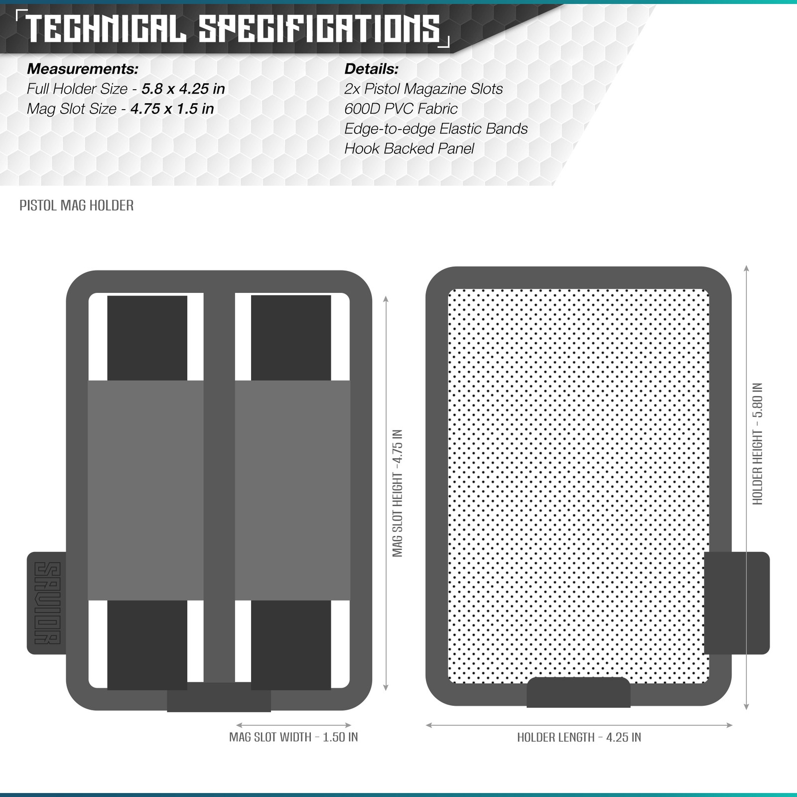 [Hook-Panel] Tactical Open-Top Pistol Mag Pouch Holder Handgun Magazine Carrier