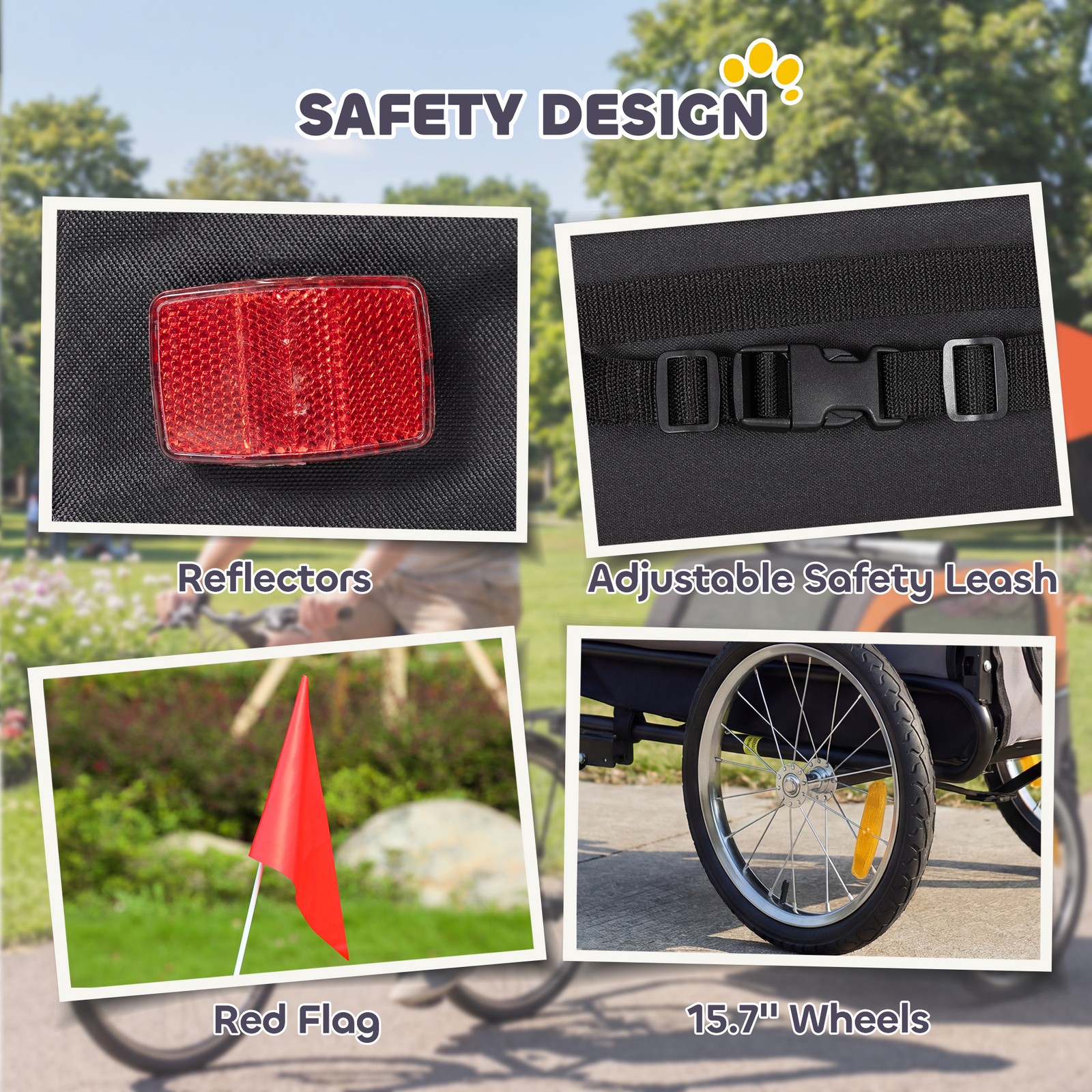 PawHut Dog Bike Trailer, Pet Cart Wagon Cart Carrier Attachment