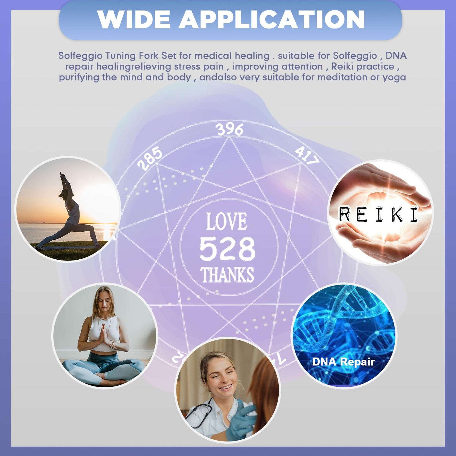 Solfeggio Tuning Fork Set - 10 Tuning Forks Perfect for DNA Healing, Chakra, ...