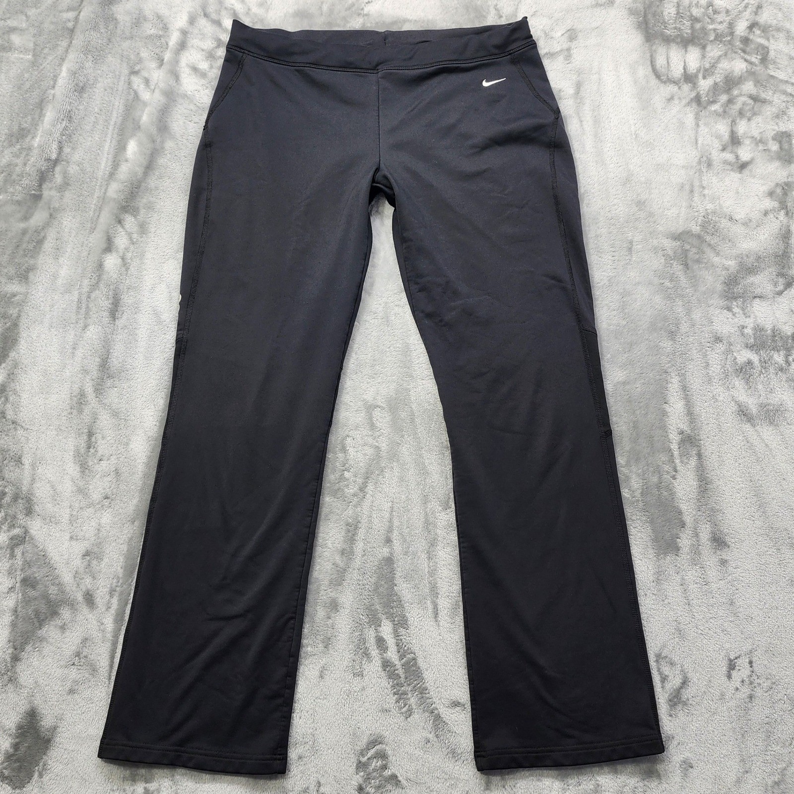 Nike Pants Womens L Black Dri-Fit Straight Leg Yoga Lined Workout Athletic Gym