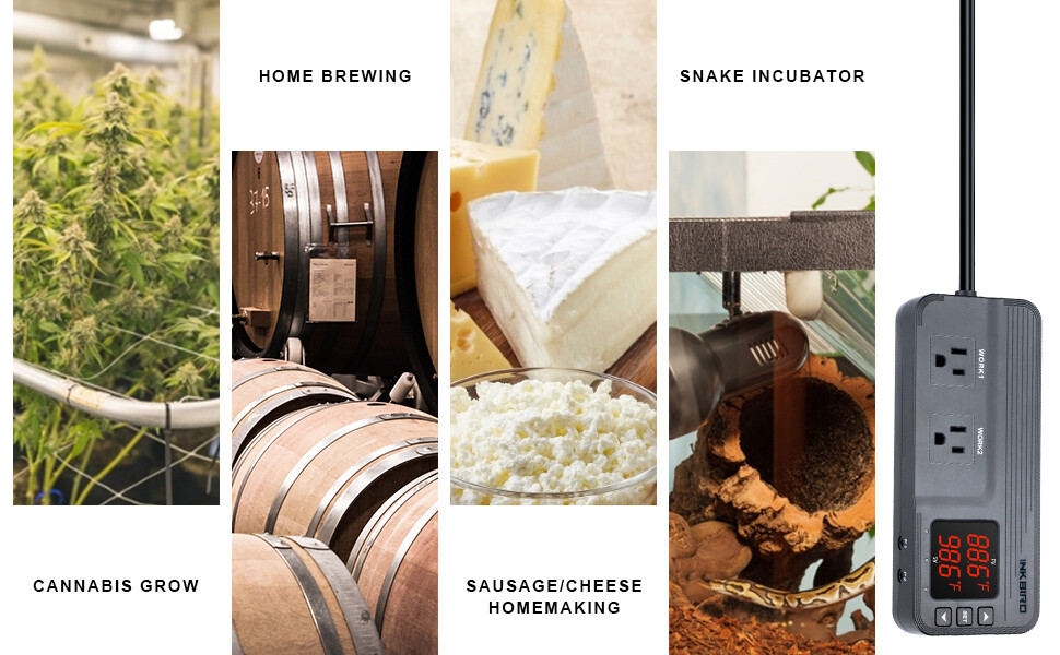 Inkbird 608T Digital Temperature Humidity Controller Greenhouse Grow Tent 110V