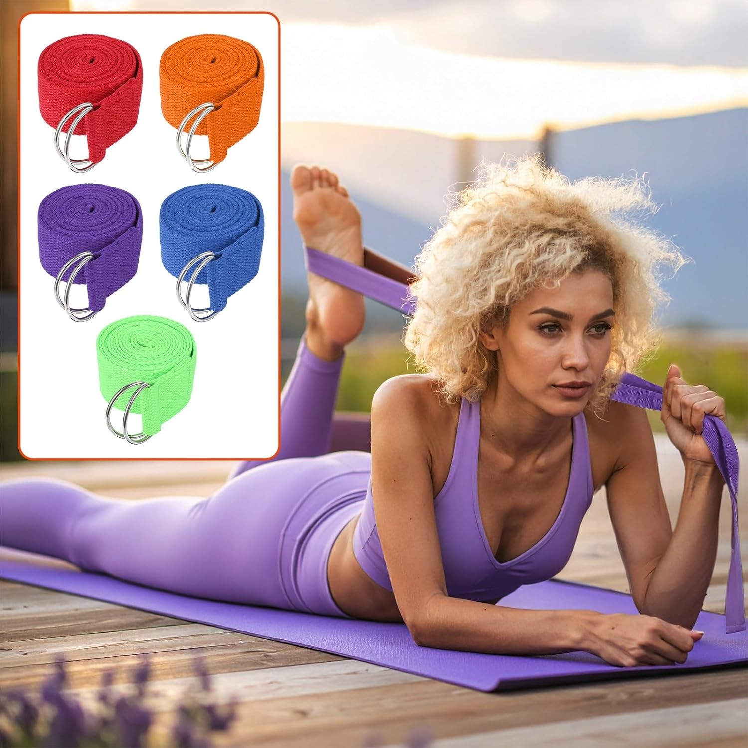 10 Pcs Yoga Strap for Stretching Bulk 6ft Exercise Stretch Band with Metal D Rin