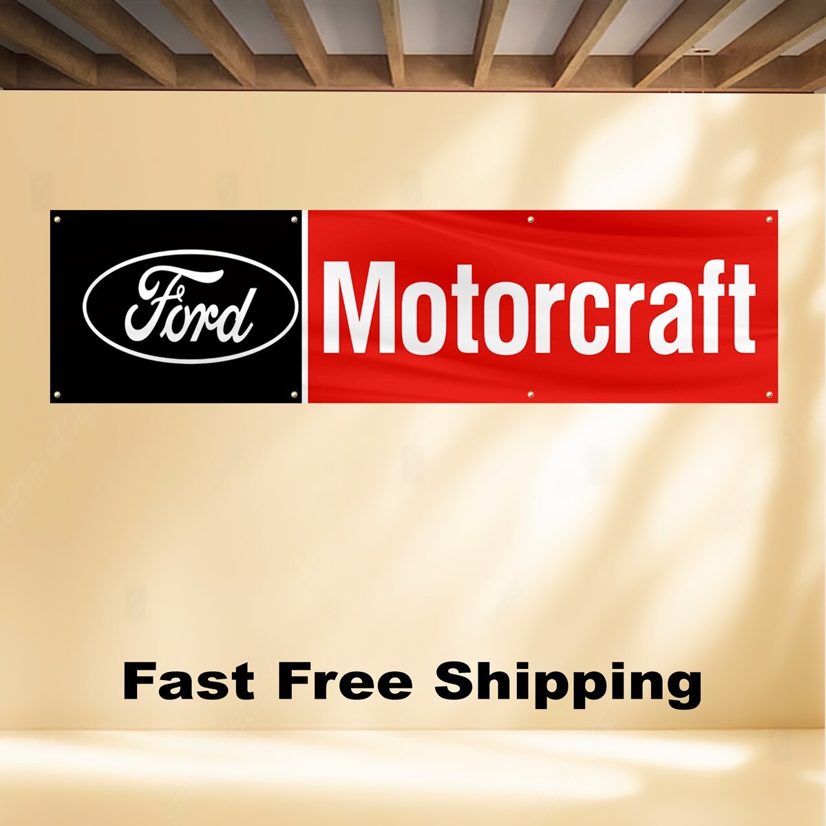 FORD MOTORCRAFT 2'X8' BANNER FLAG AUTOMOTIVE PARTS TRUCK EXPLORER MUSTANG