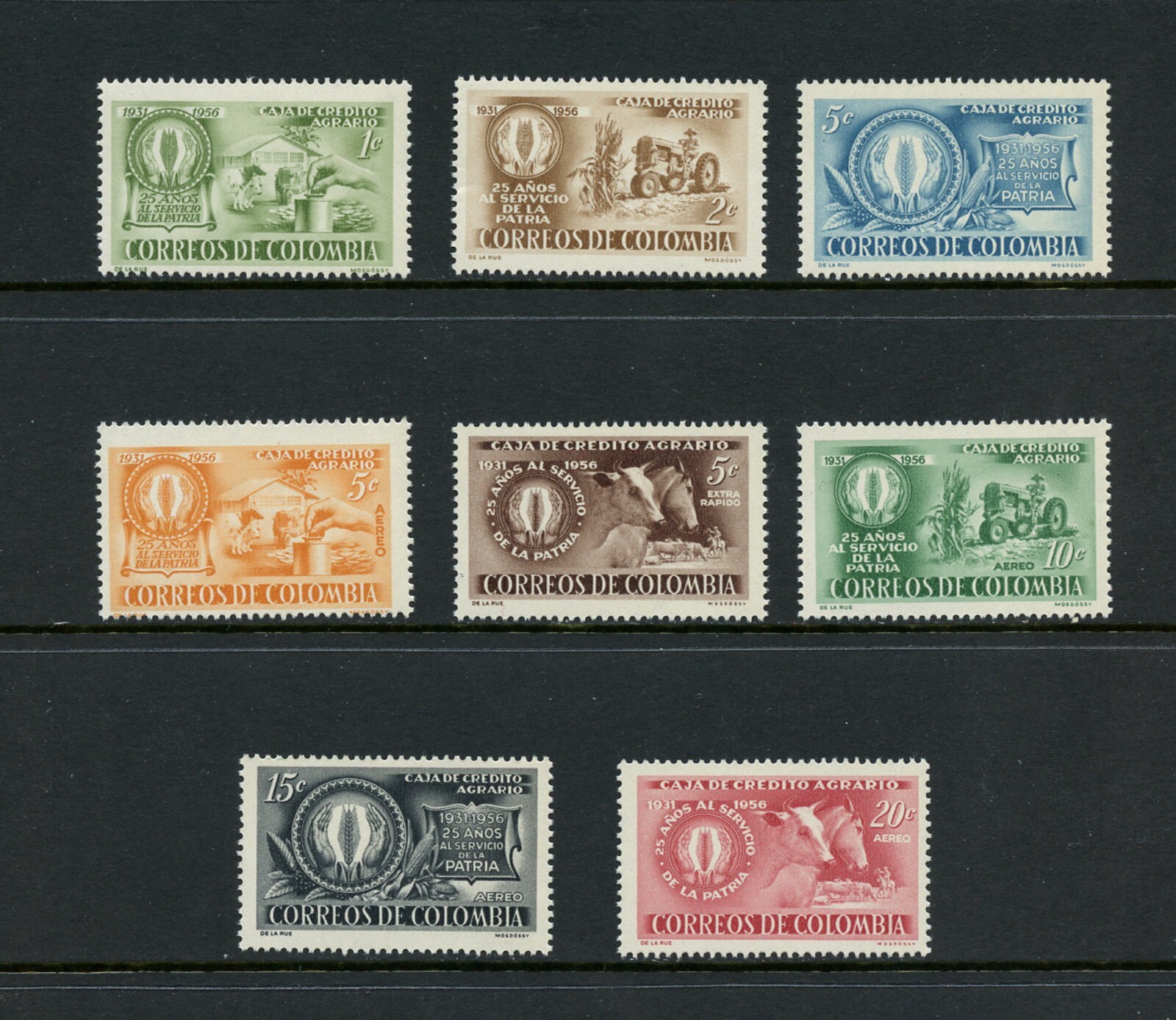 Y540  Colombia  1957   Agrarian Savings Bank  agriculture  8v.    MNH