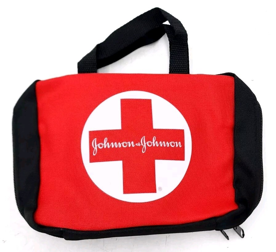 First Aid Kit Pouch/Box/Bag Empty Zipper Red/Black Soft Side Johnson (Emergency)