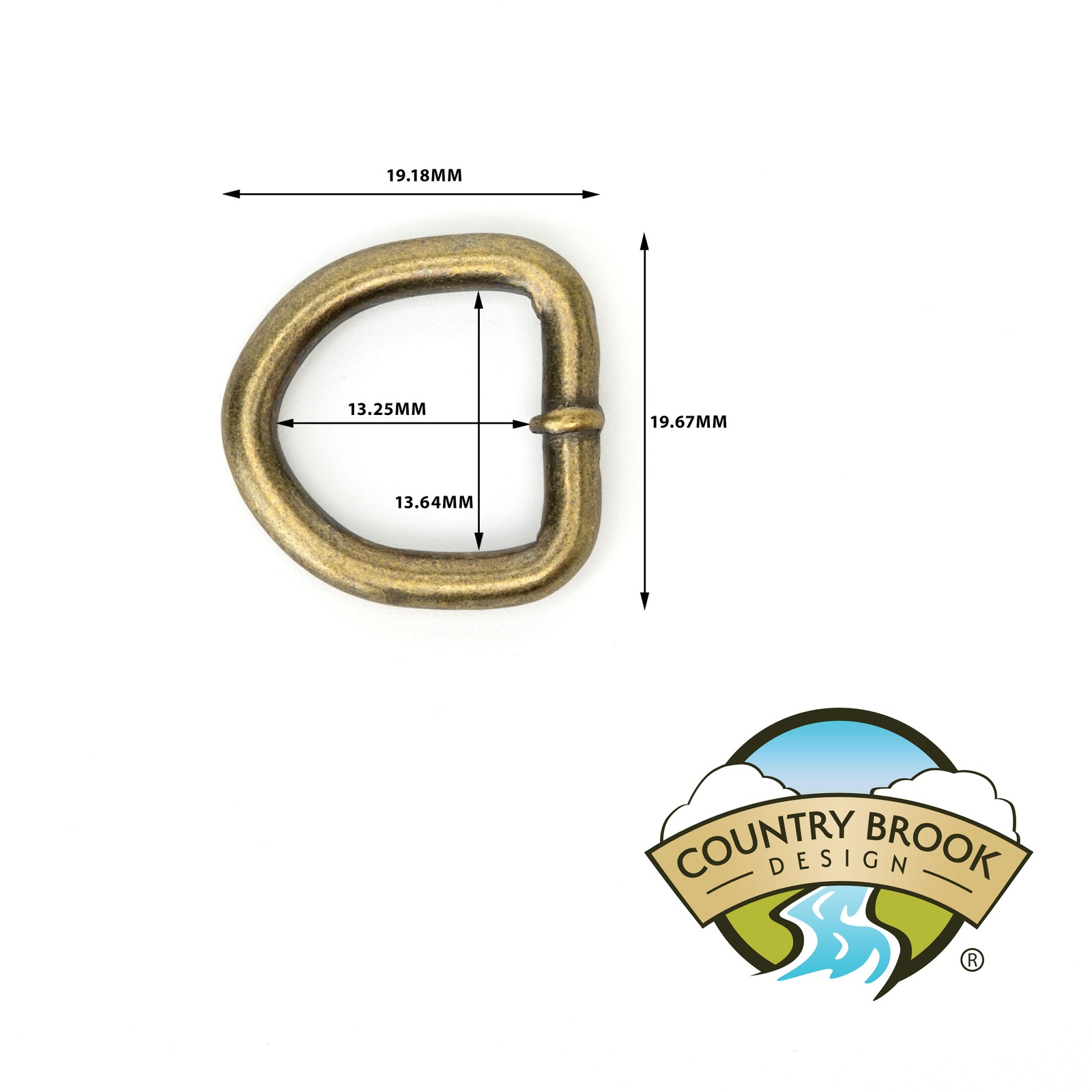 Country Brook Design® 1/2 Inch Antique Brass Welded D-rings, 25 Pack