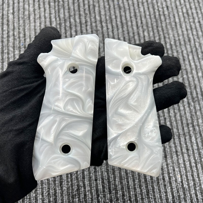 CUSTOM WHITE PEARL RESIN GRIPS TAURUS PT-92 PREMIUM GRIPS ARS.06