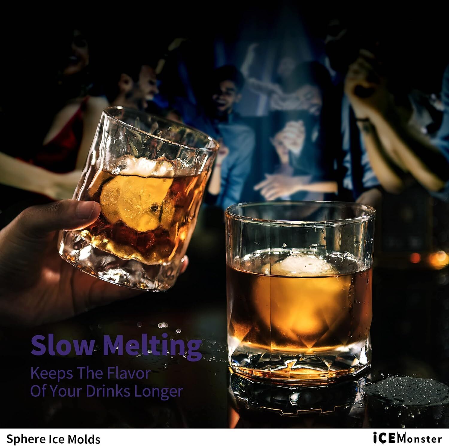 Slow-Melting Stackable Large Ice Cube Mold Maker For Whisky Cocktails Beverage