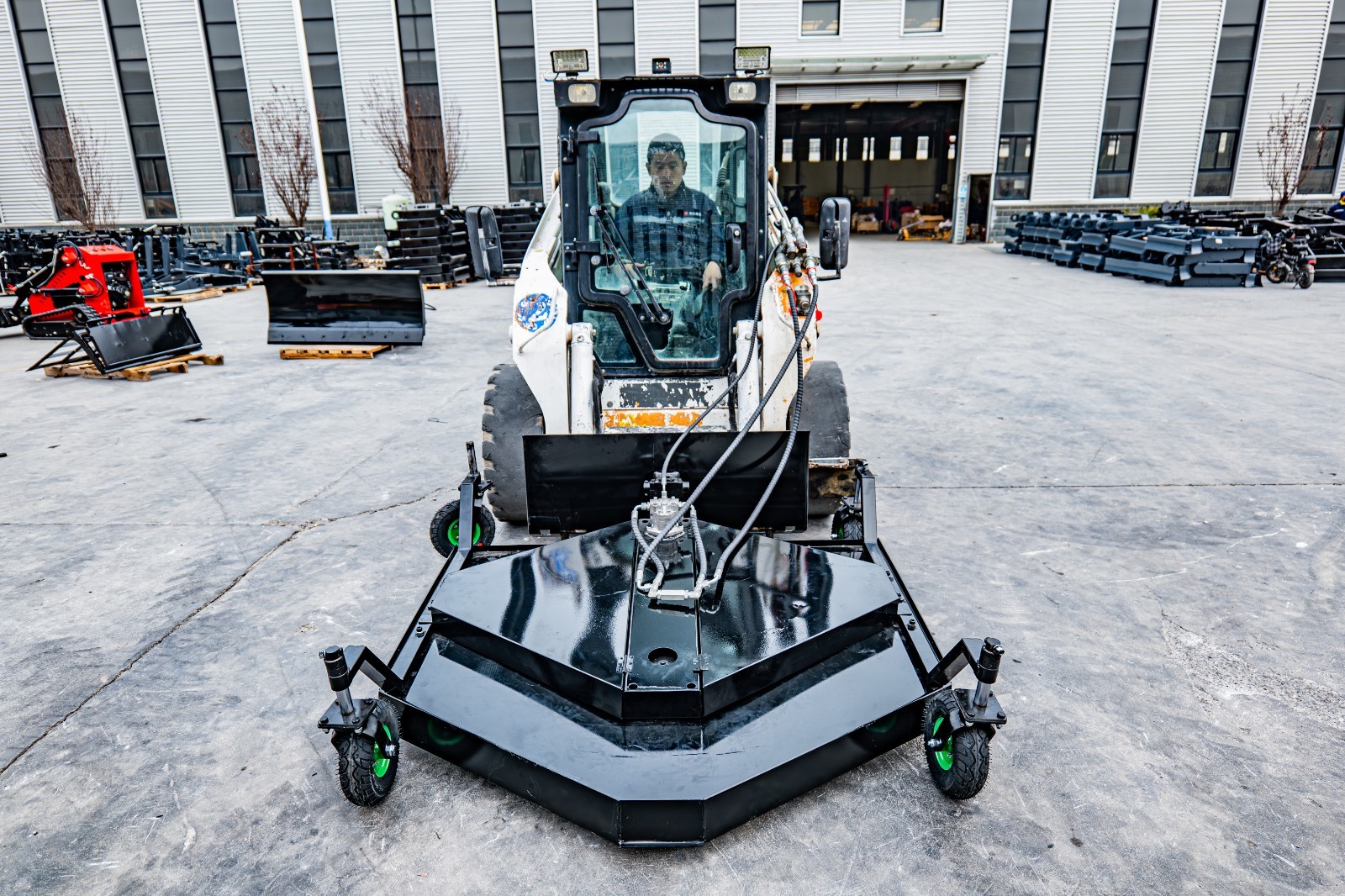 Finish Mower Attachment Fit BobCat Skid Steer 3 Blades Heavy Duty Finish Mower