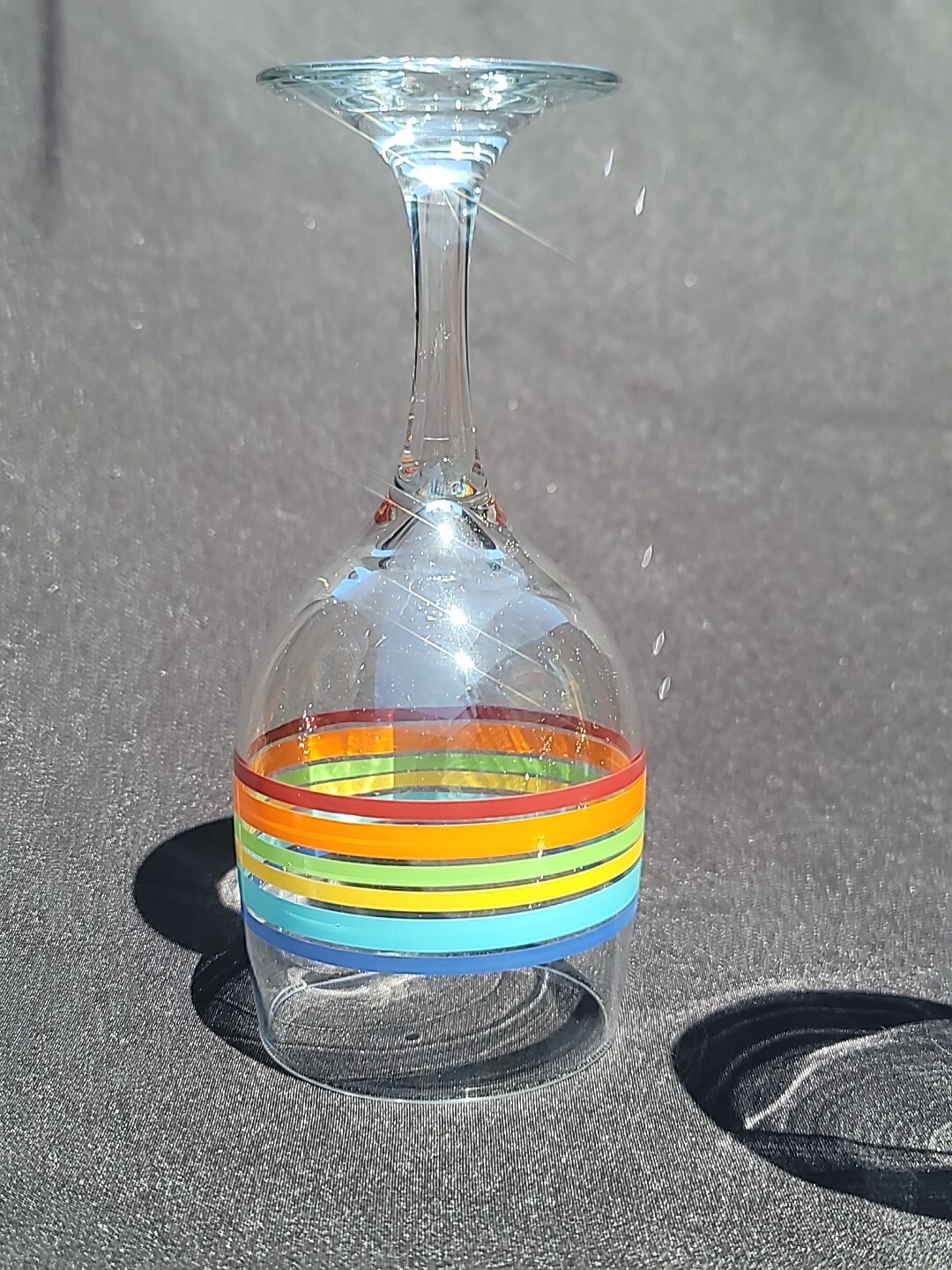 Set of 4 Vintage Libbey Mambo Fiesta Striped Summer Wine Glasses Goblet Rainbow